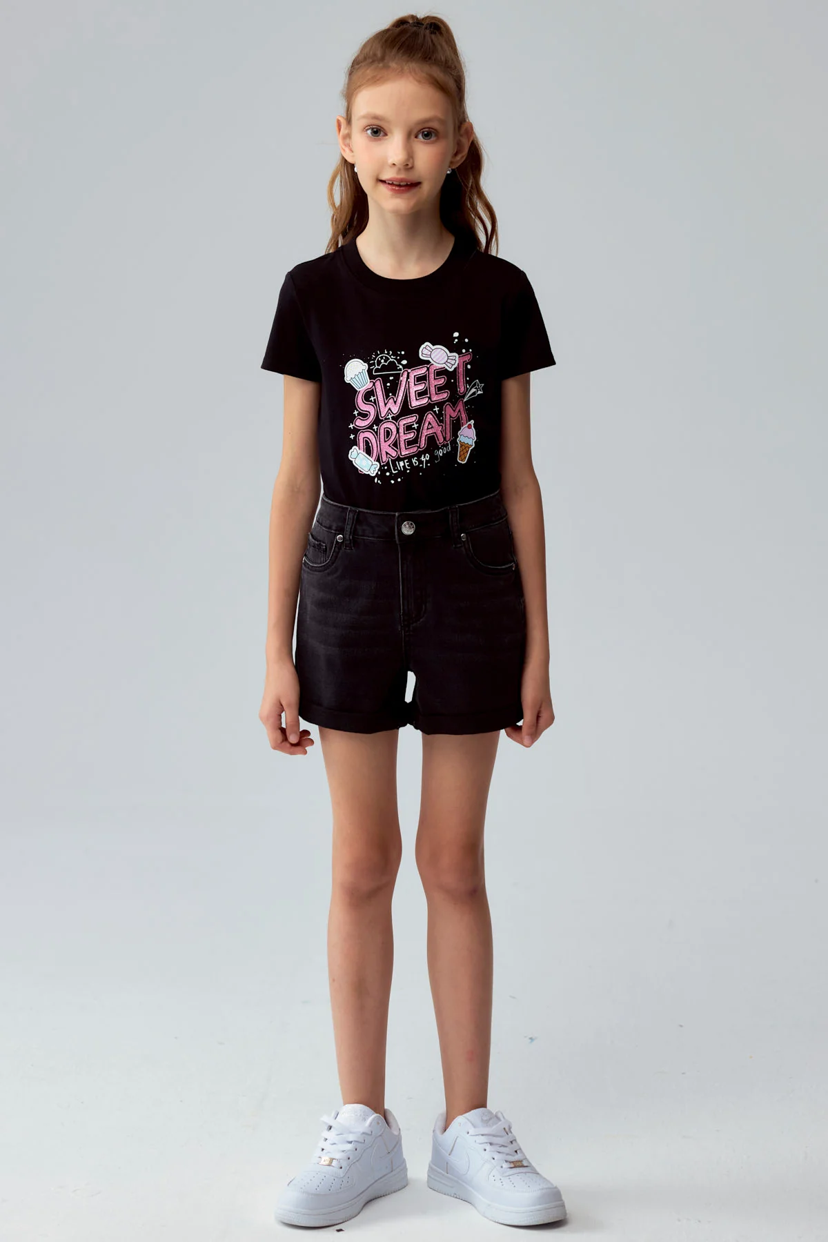 Short Niña Básico Denim Negro - Image 4