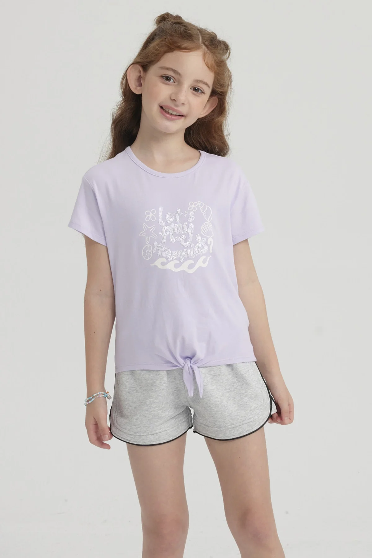 Short Niña Con Cordón Gris Melange