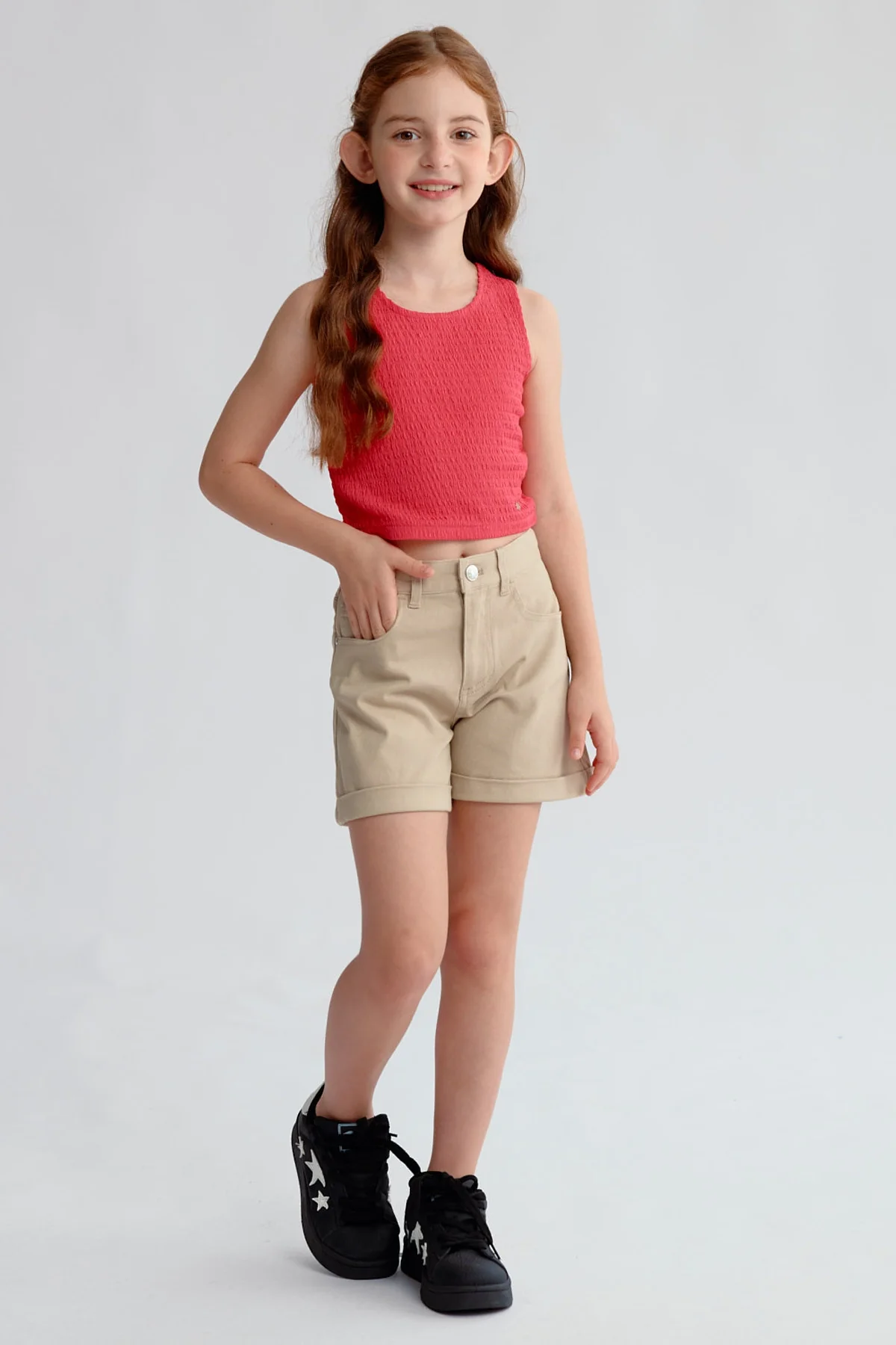 Short Niña Gabardina Básico Beige - Image 4