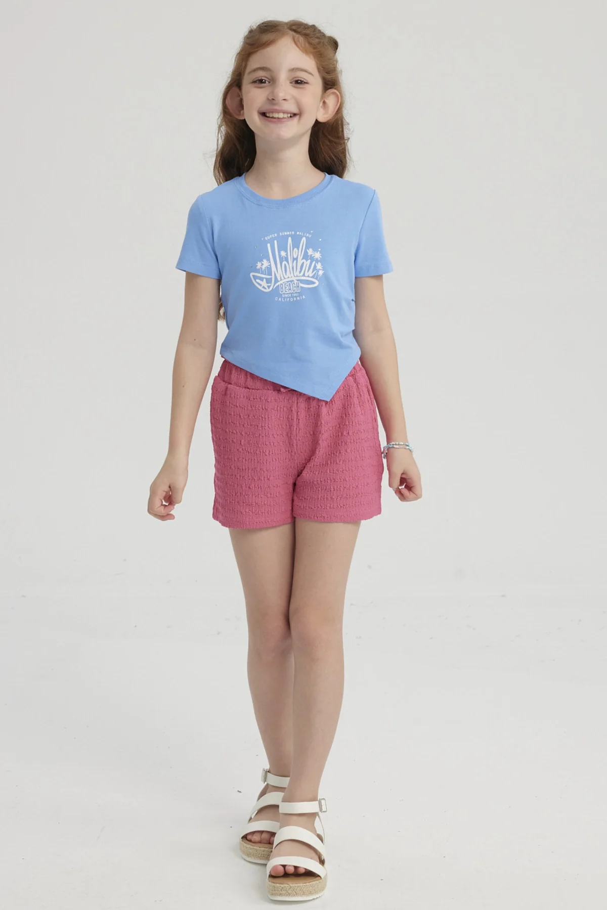 Short Niña Textura Pretina Elasticada Fucsia - Image 4
