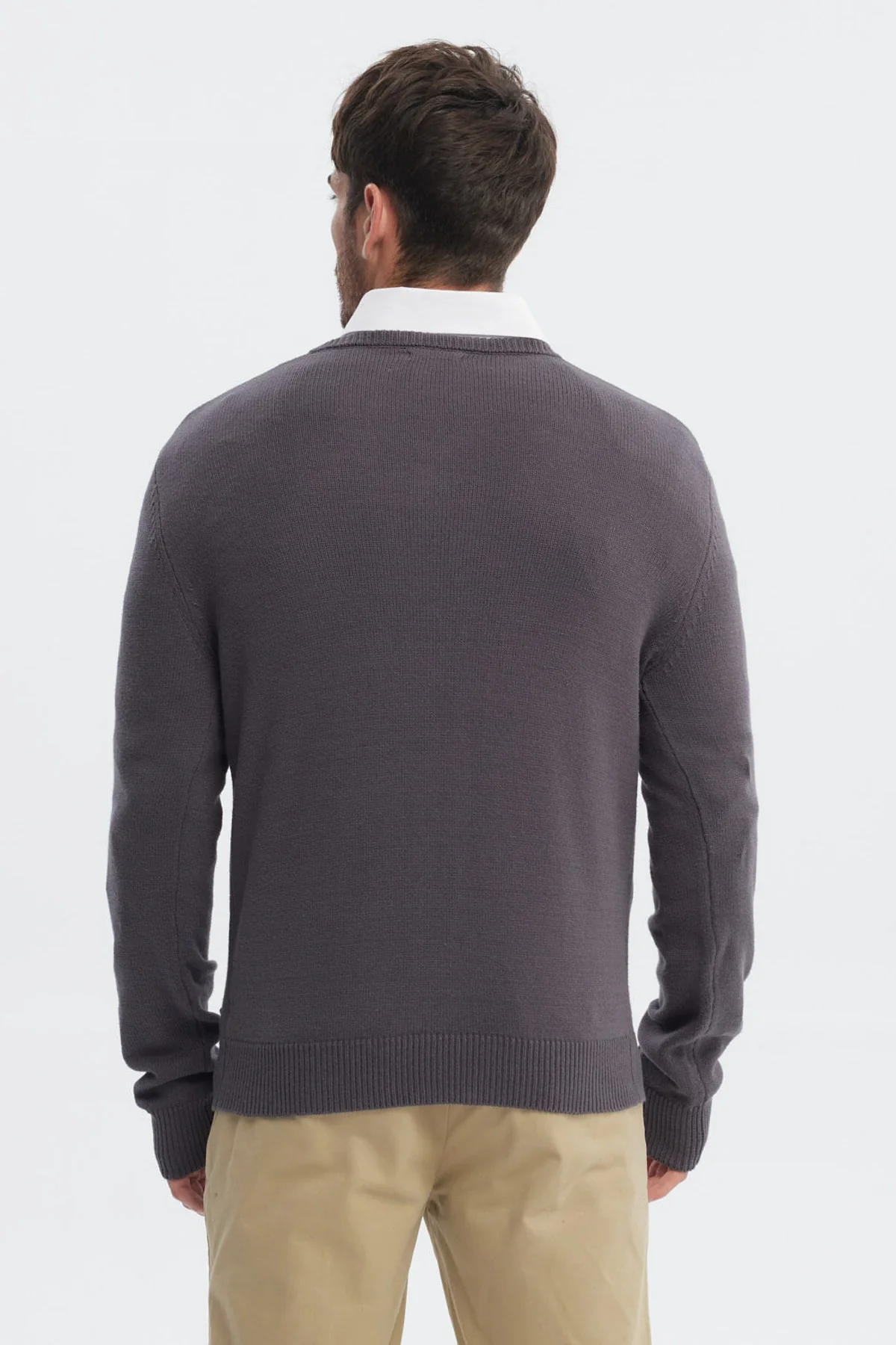 Sweater Hombre Básico Gris Melange - Image 3
