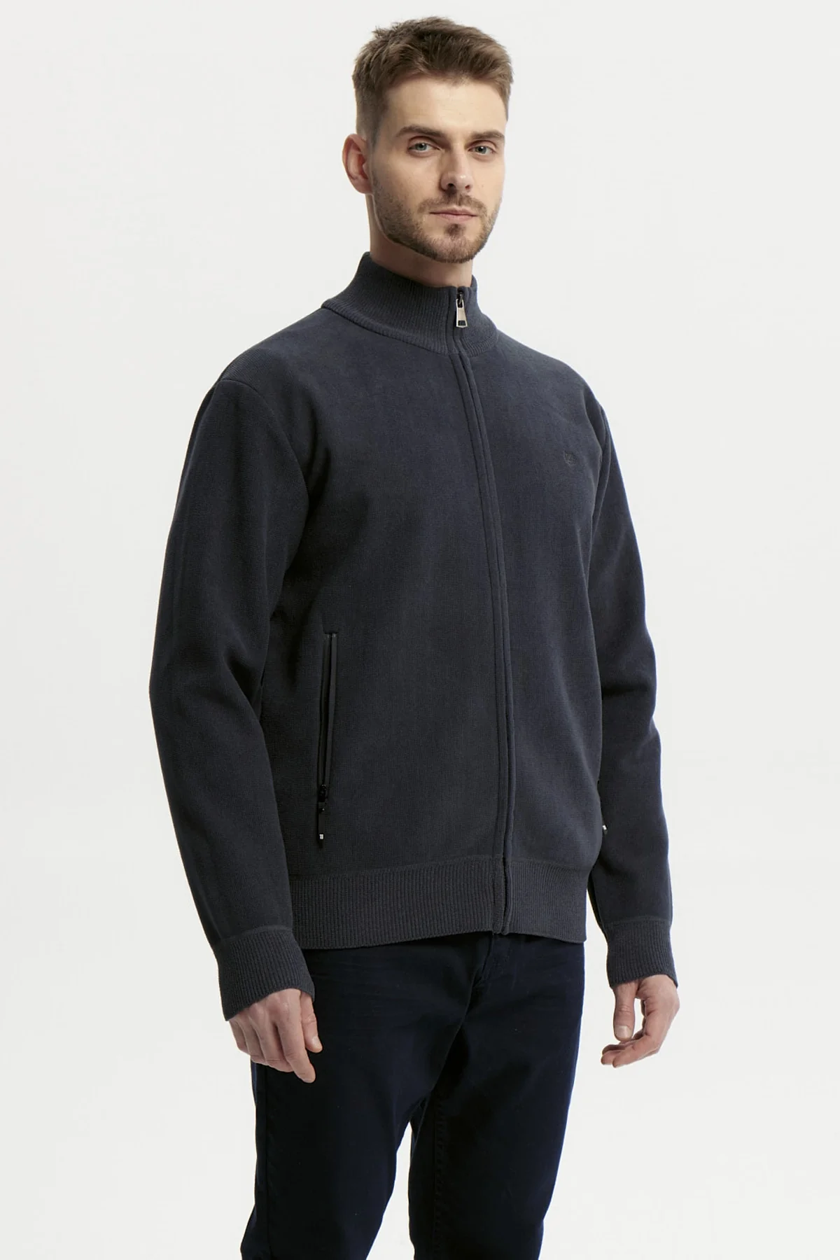 Sweater Hombre Cuello Con Cierre Azul Marino - Image 2