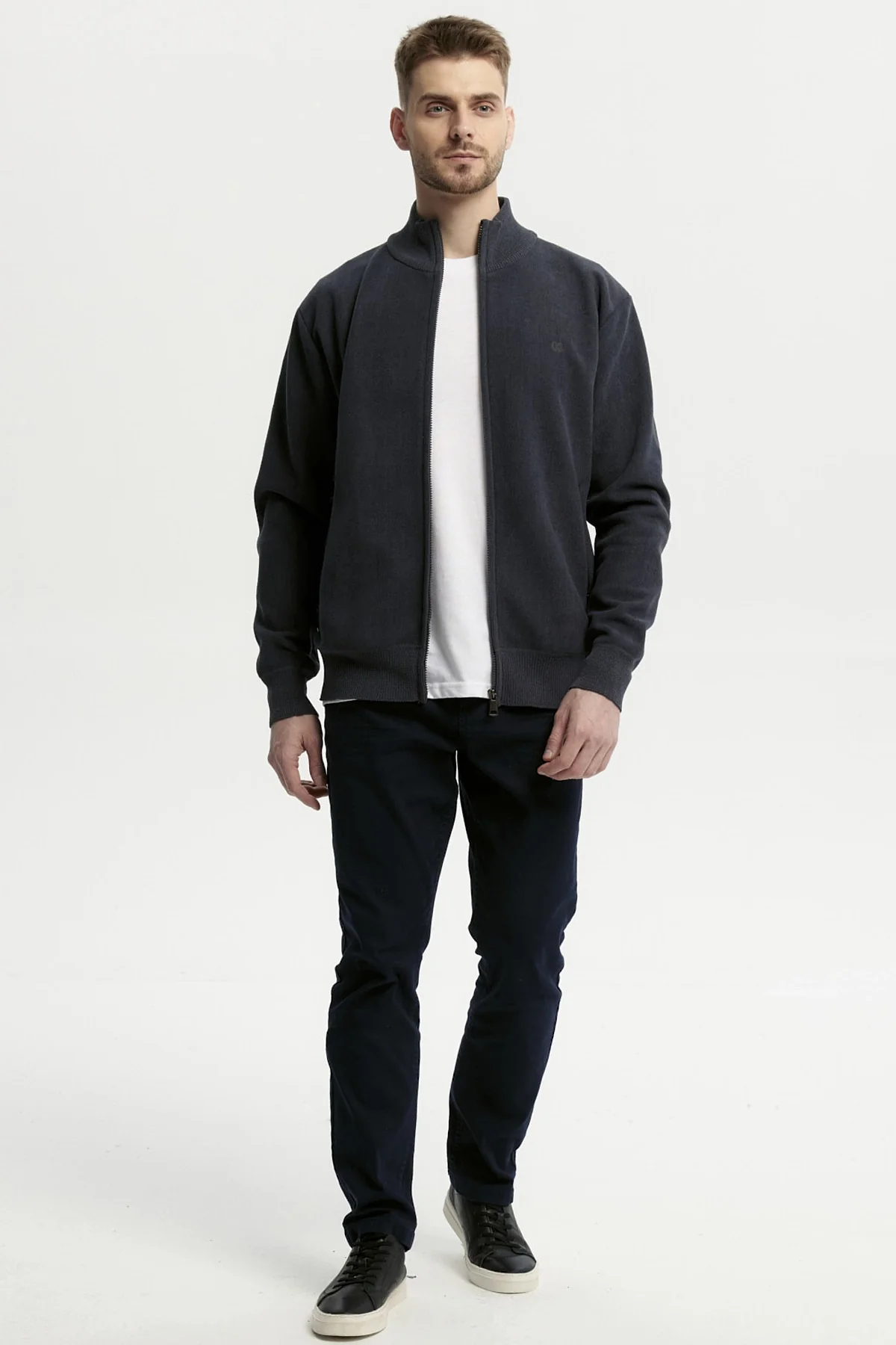 Sweater Hombre Cuello Con Cierre Azul Marino - Image 4