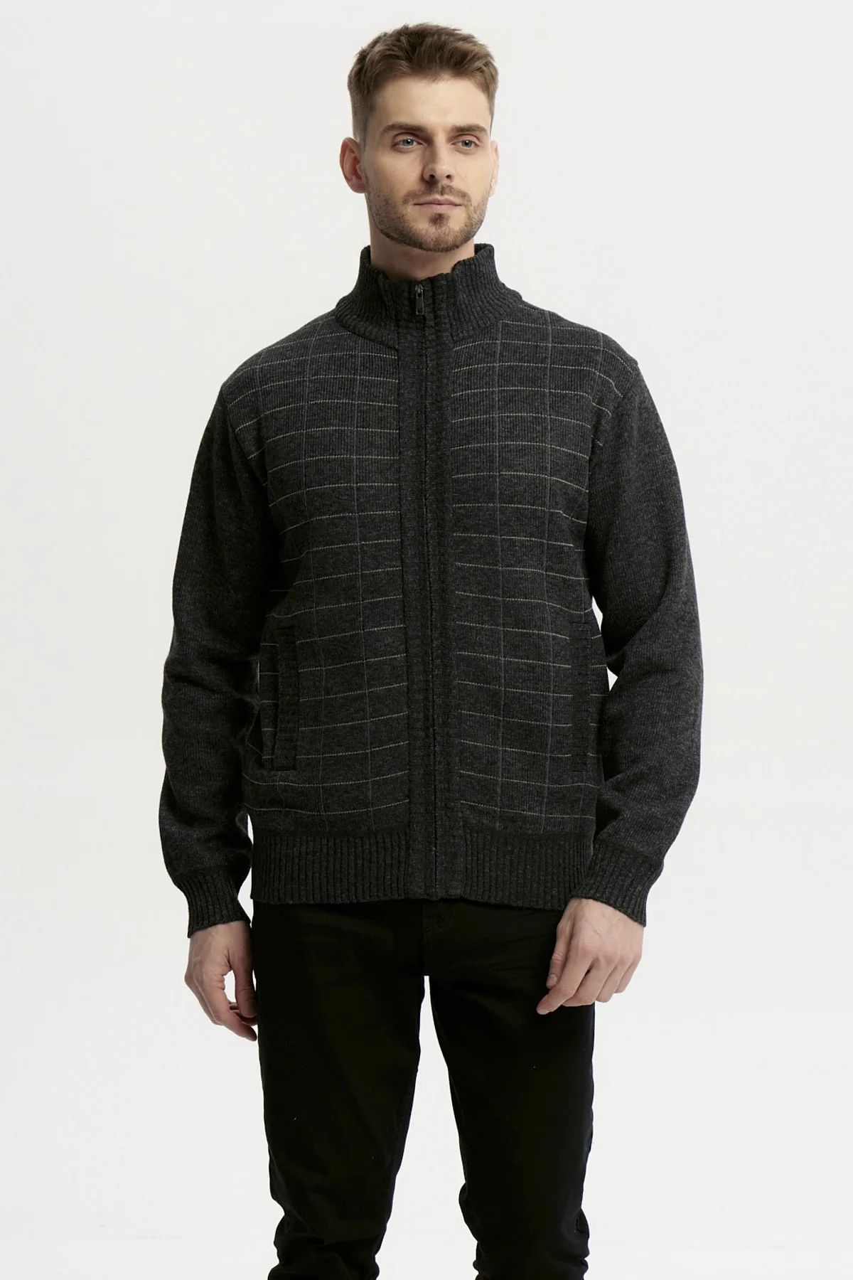 Sweater Hombre Cuello Con Cierre Marengo