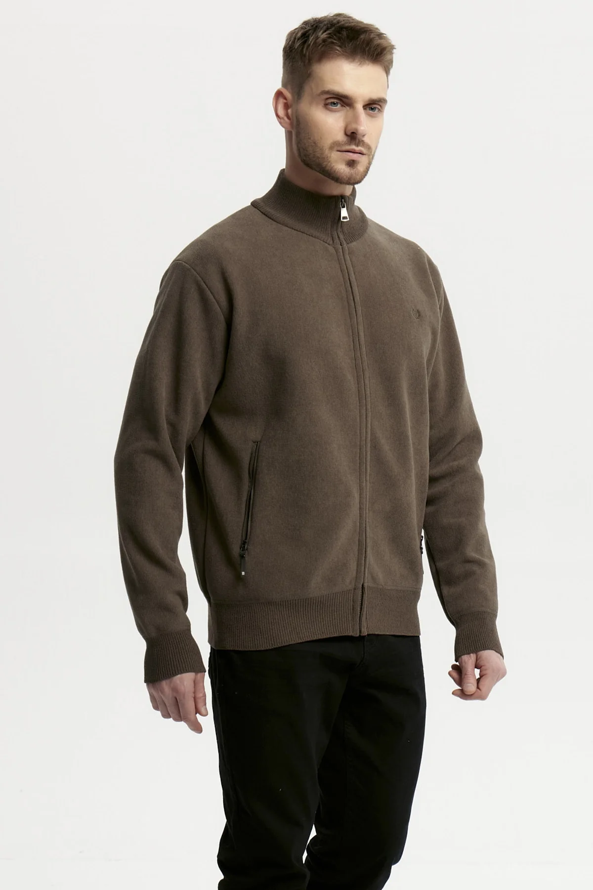 Sweater Hombre Cuello Con Cierre Verde - Image 2