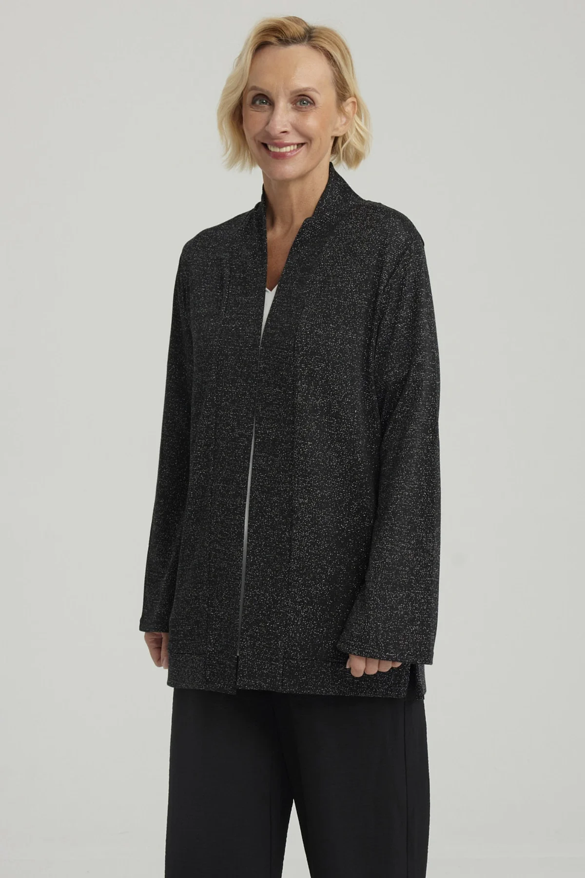 Sweater Mujer Abierto Negro - Image 2