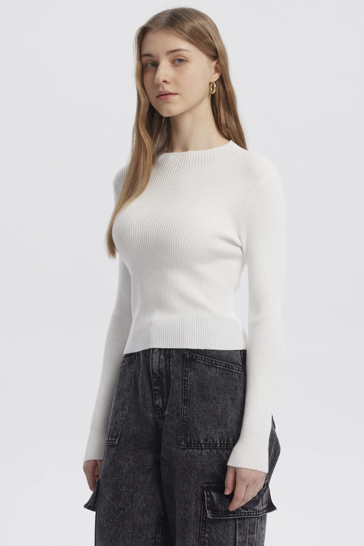 Sweater Mujer Ajustado Blanco - Image 2