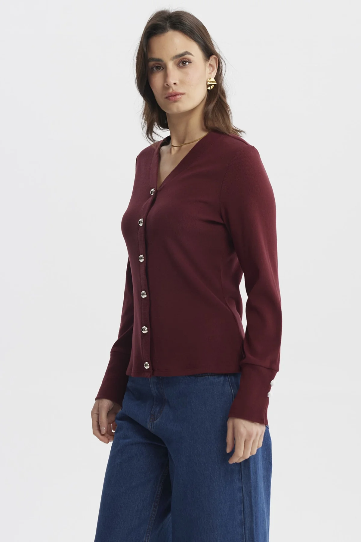 Sweater Mujer Ajustado Burdeo - Image 2