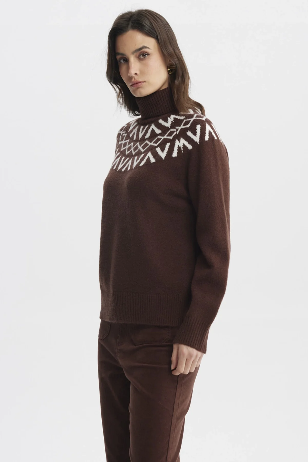 Sweater Mujer Ajustado Café - Image 2