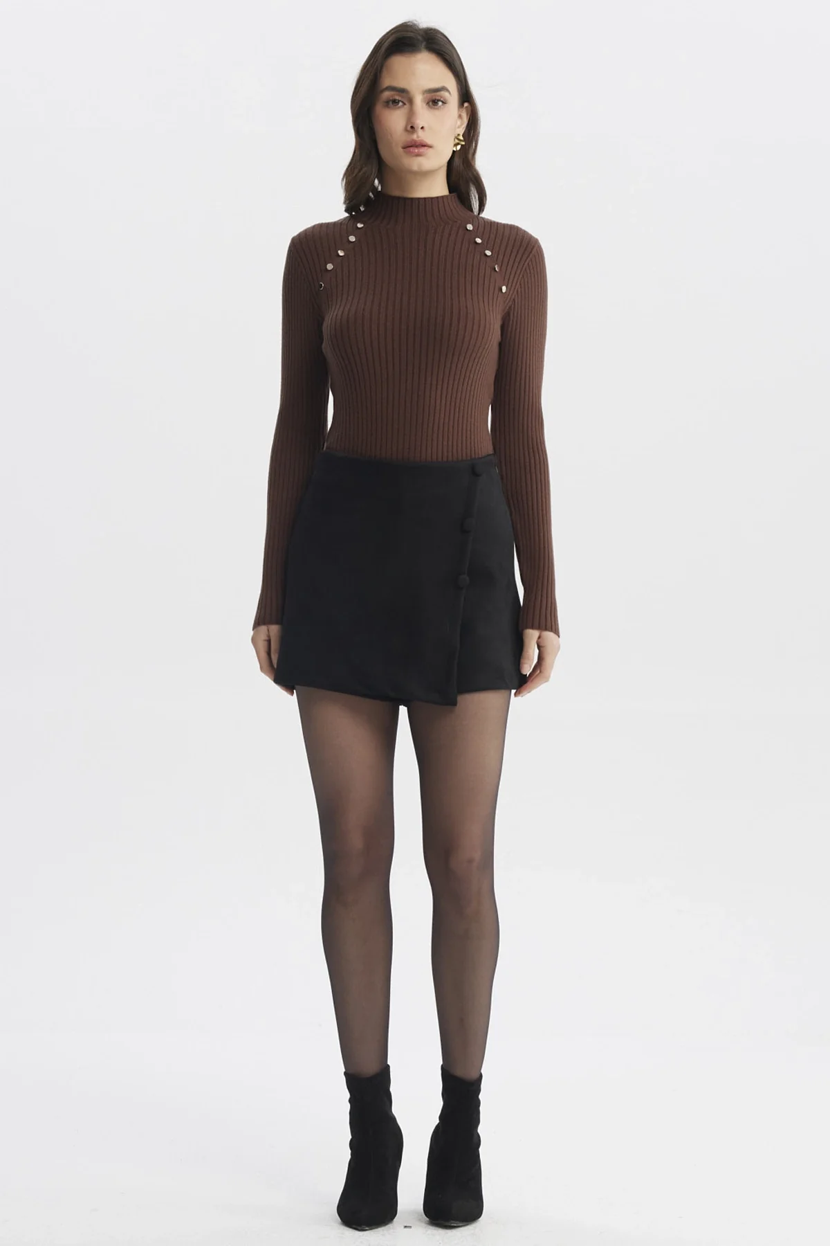 Sweater Mujer Ajustado Café - Image 4