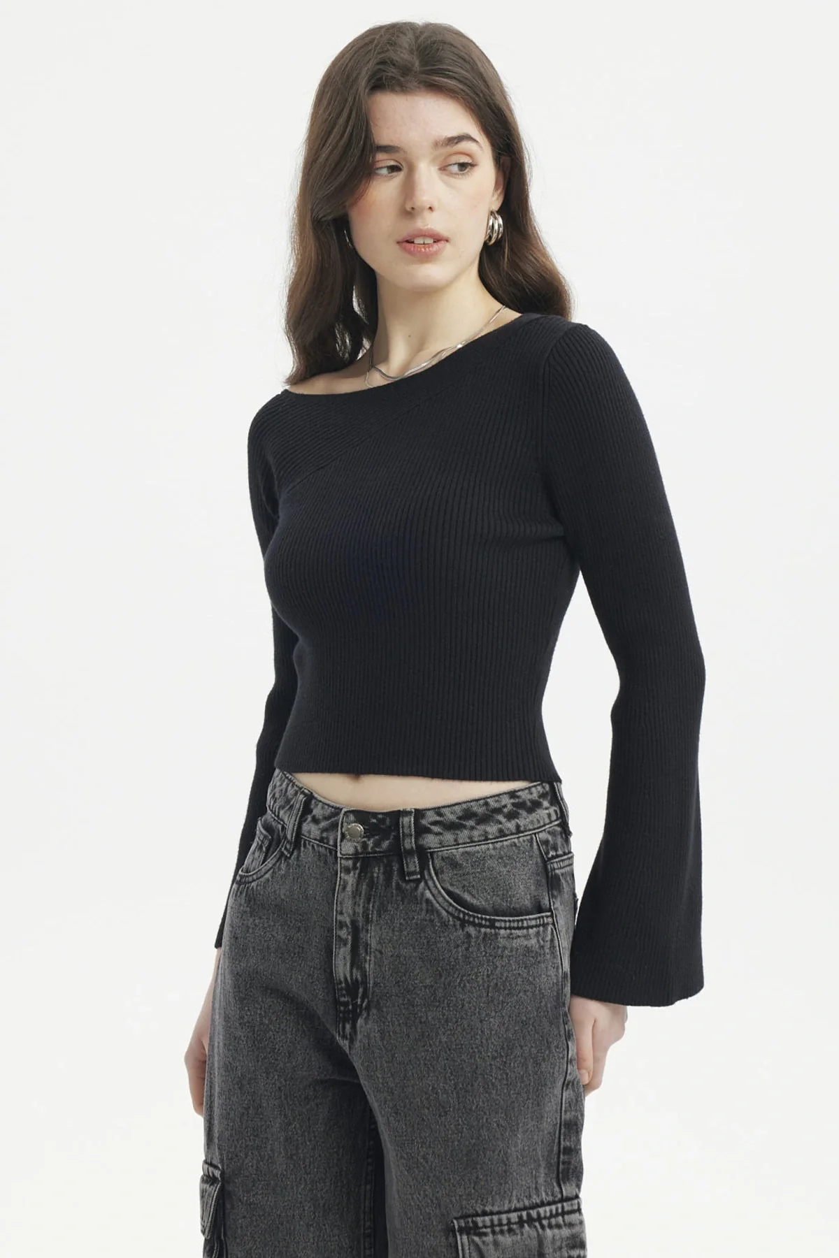 Sweater Mujer Ajustado Negro - Image 2