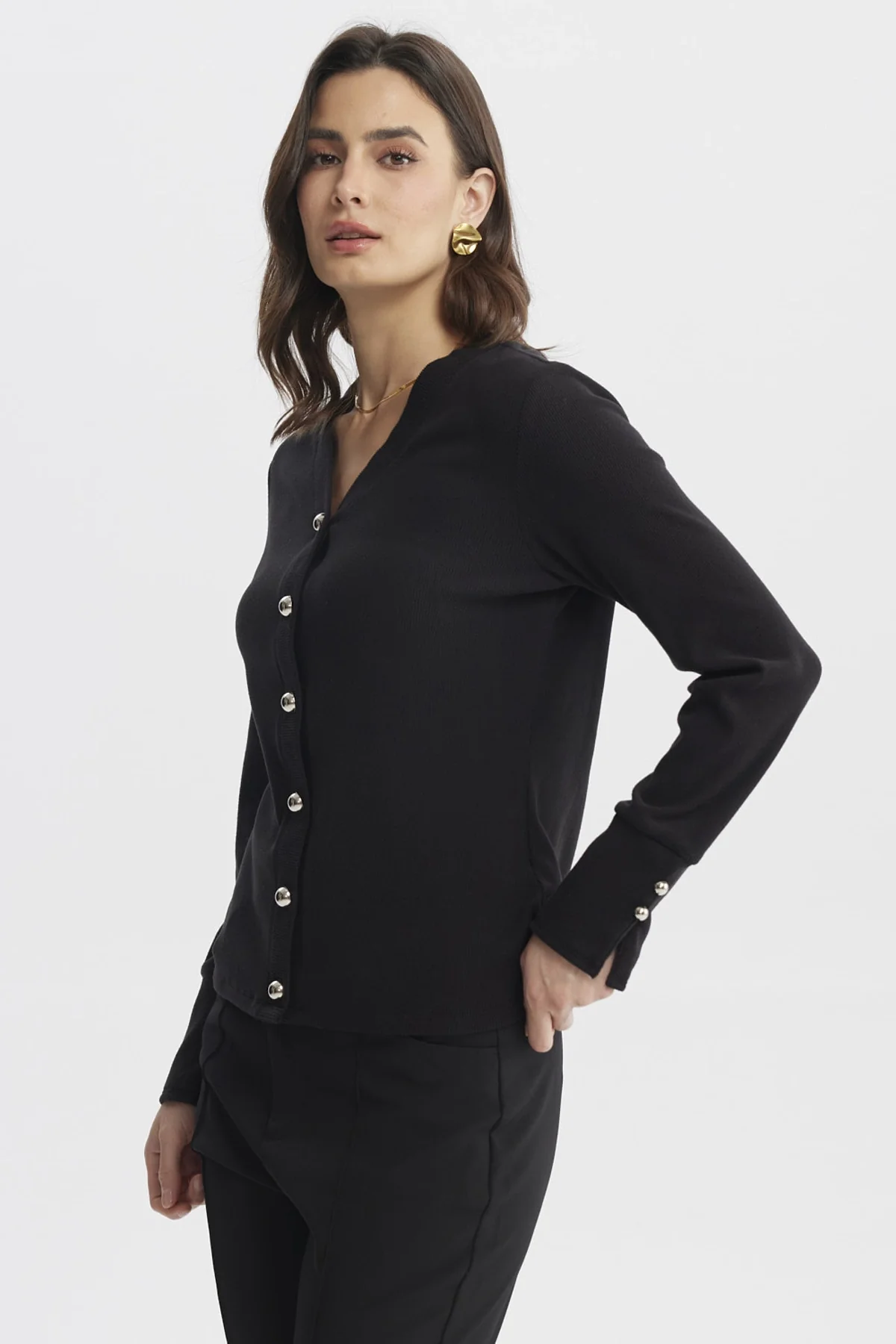Sweater Mujer Ajustado Negro - Image 2