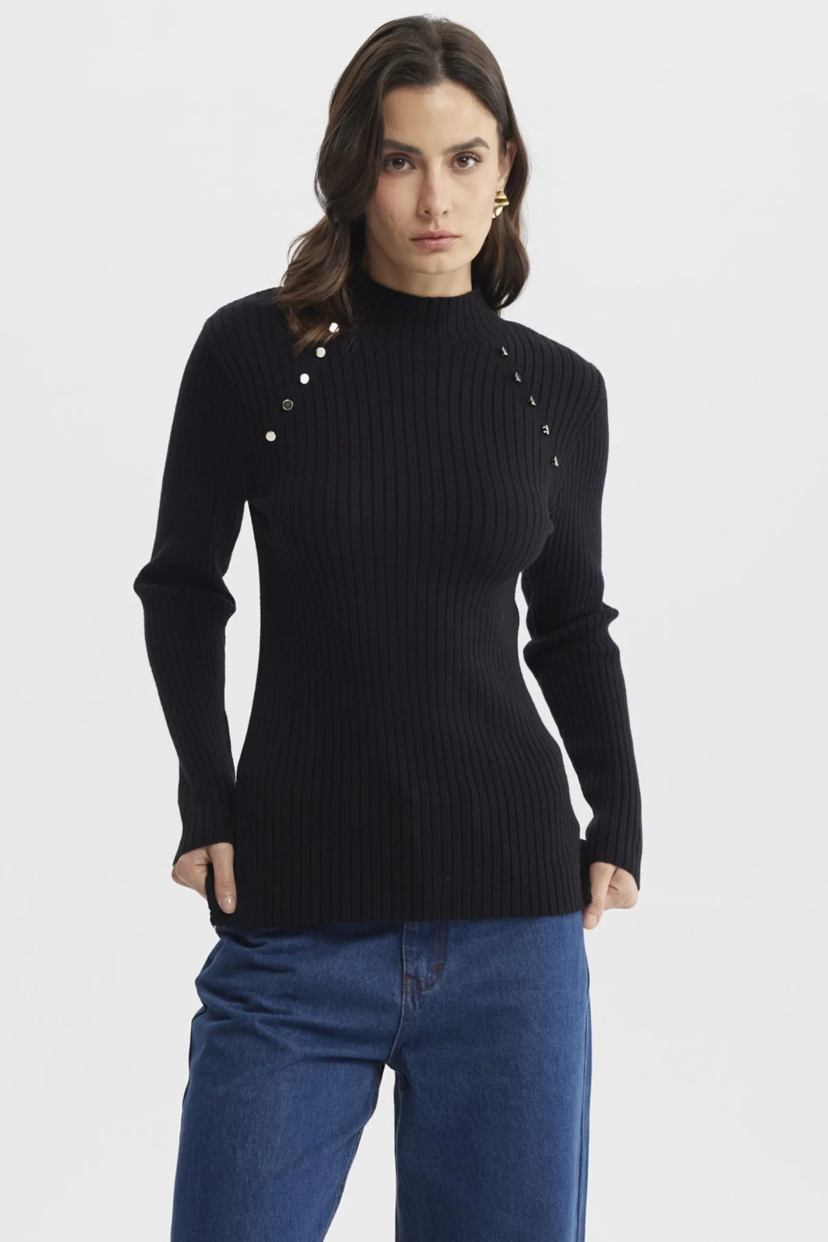 Sweater Mujer Ajustado Negro