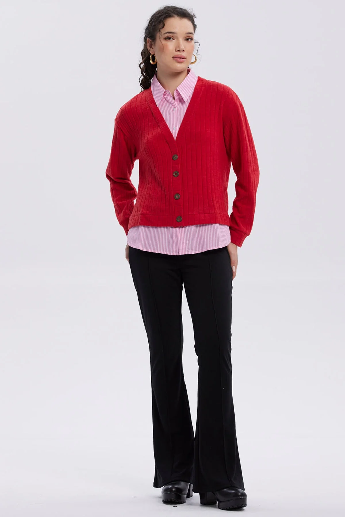 Sweater Mujer Aplicación Blusa Rojo Oscuro - Image 4