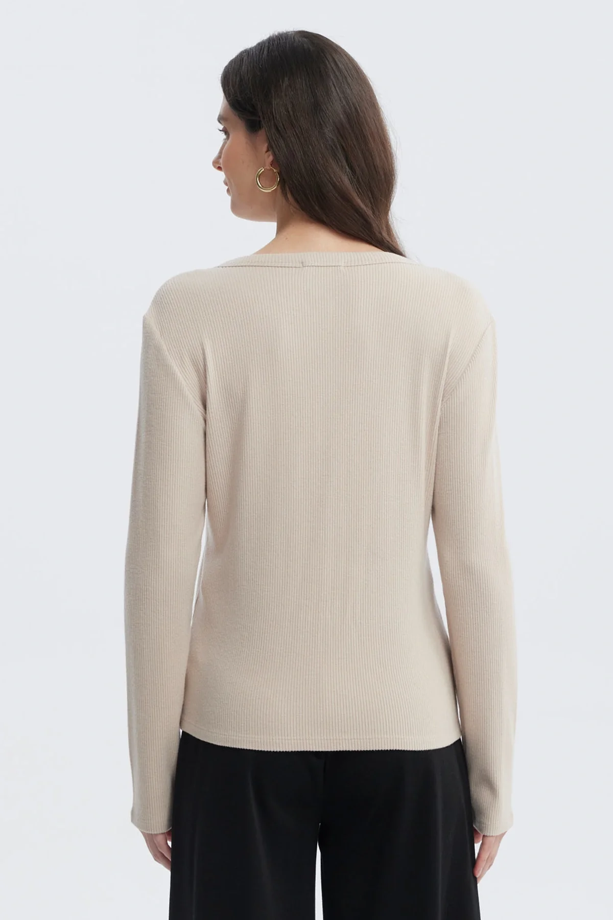 Sweater Mujer Aplicación Botones Beige - Image 3