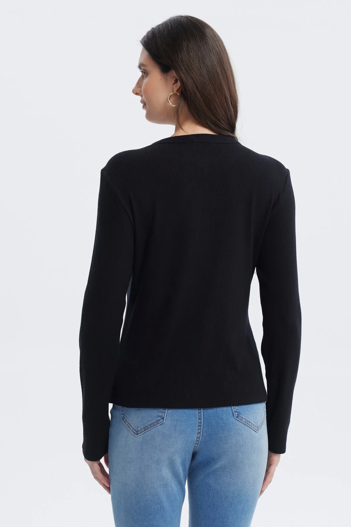 Sweater Mujer Aplicación Botones Negro - Image 3