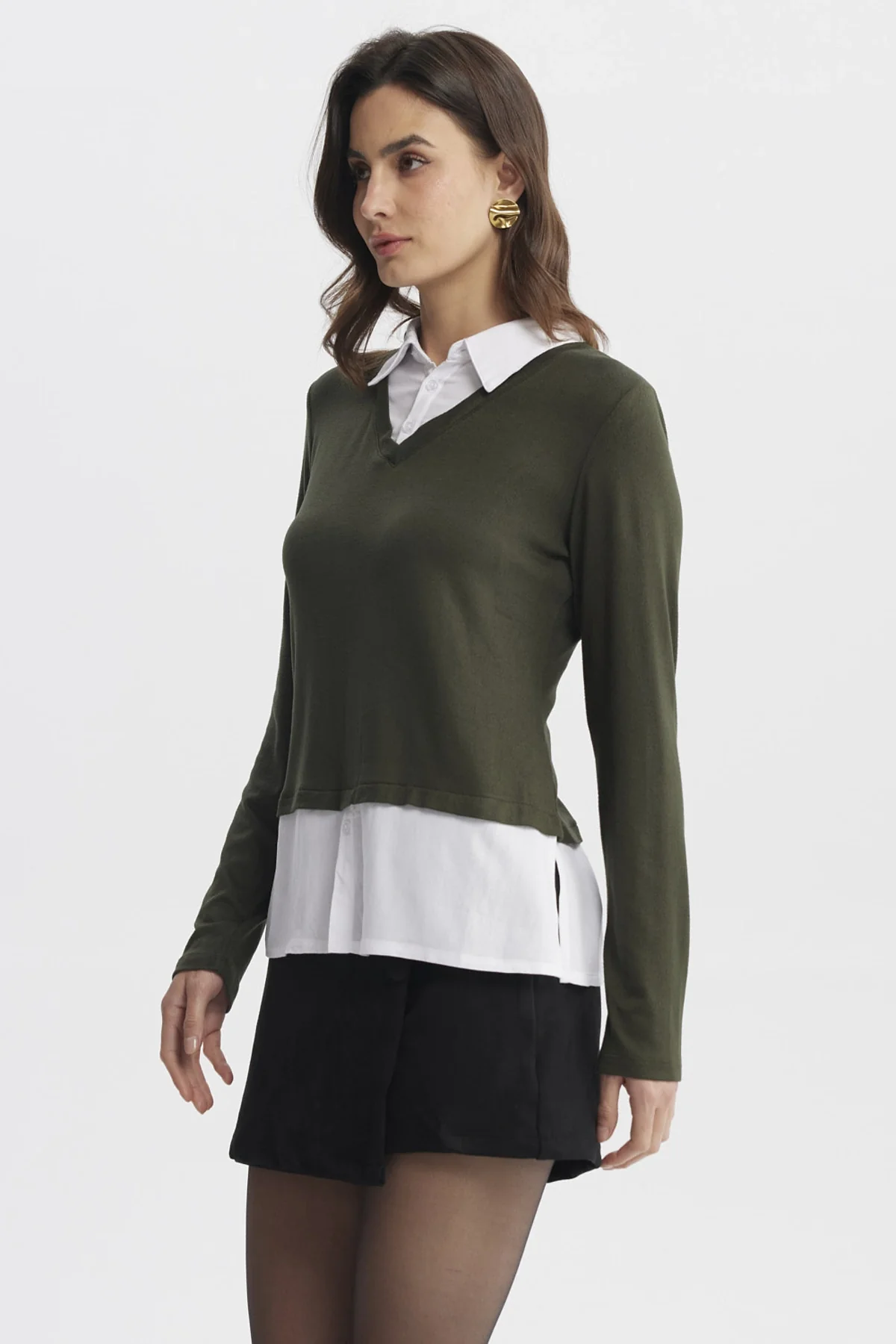 Sweater Mujer Blusa Falsa Y Faldon Verde - Image 2