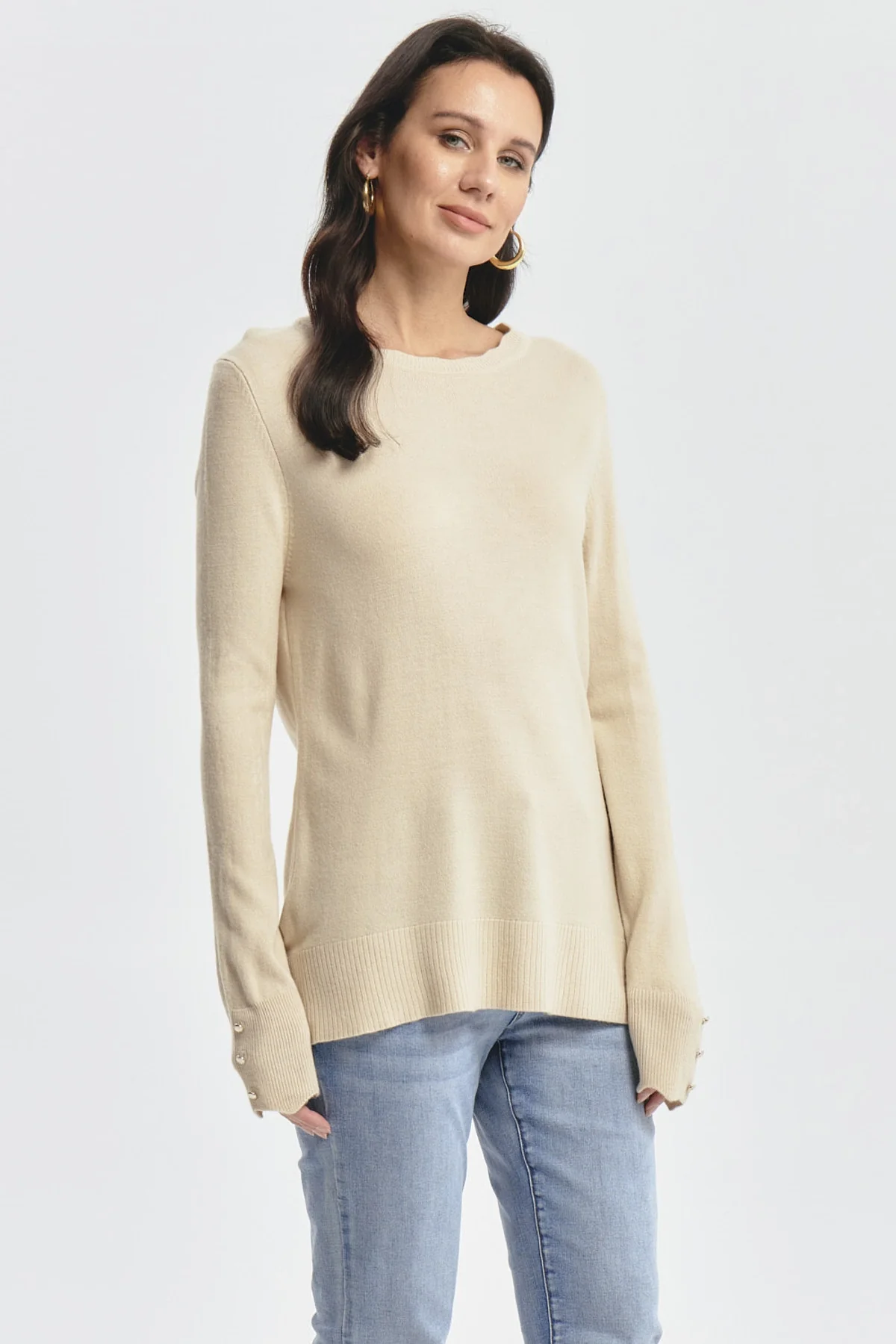 Sweater Mujer Botones Beige Oscuro - Image 2