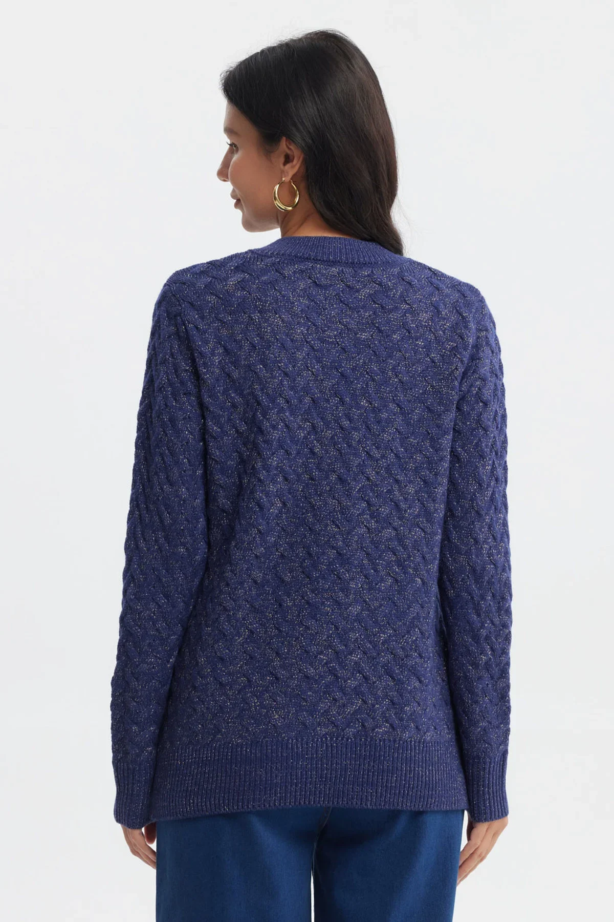 Sweater Mujer Calado Azul Oscuro - Image 3
