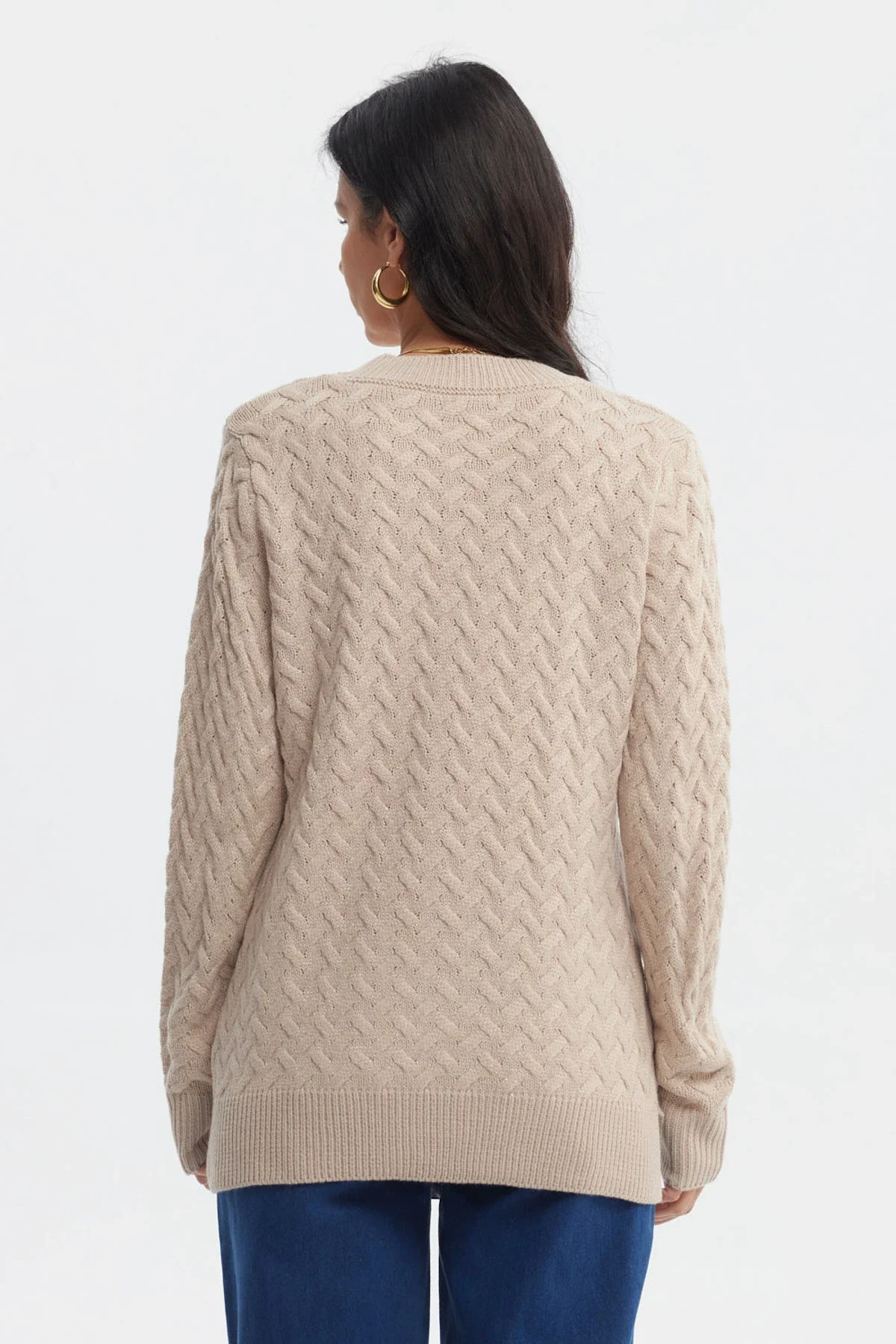 Sweater Mujer Calado Beige - Image 3