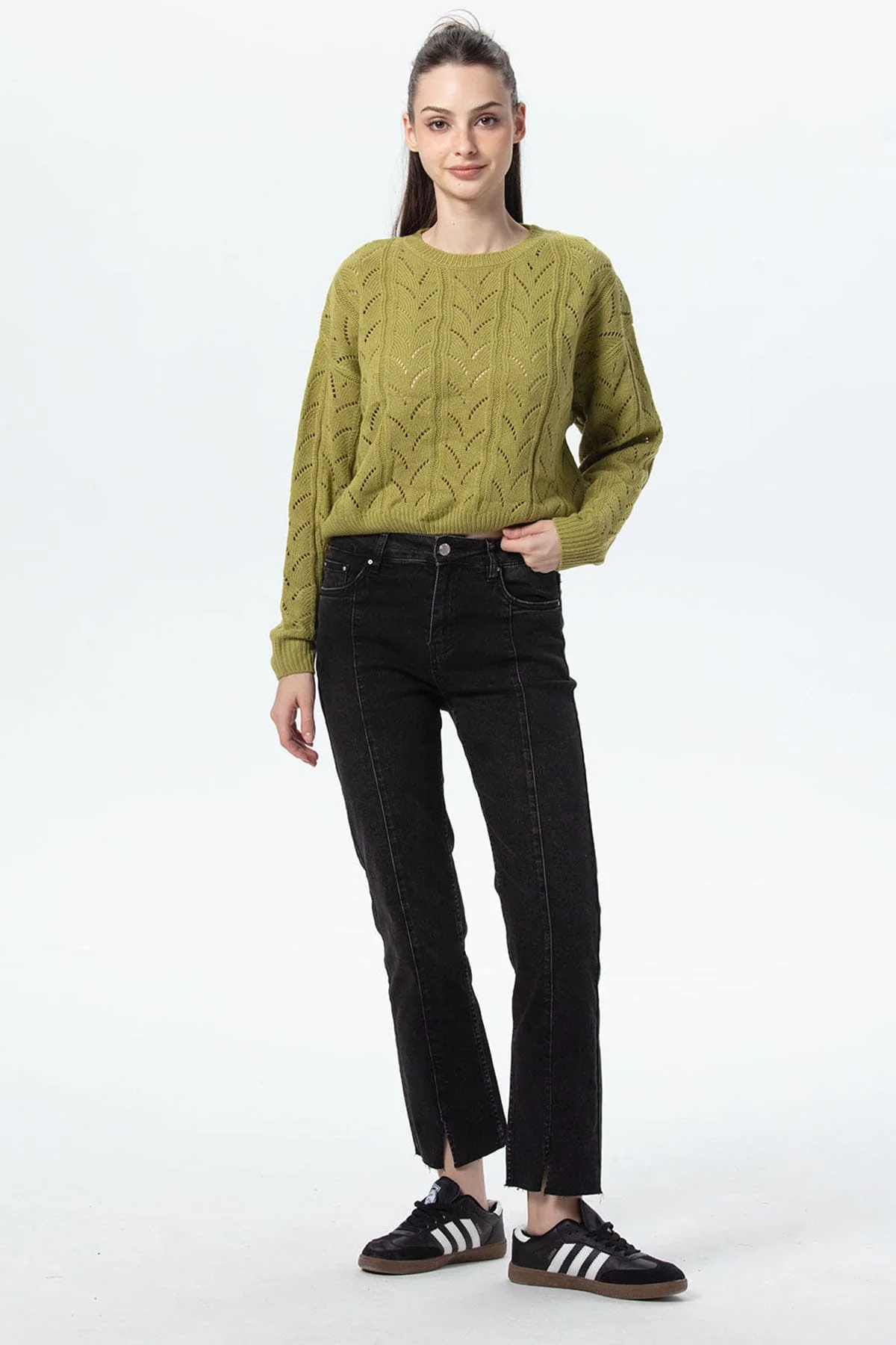 Sweater Mujer Calado Verde Agua - Image 4