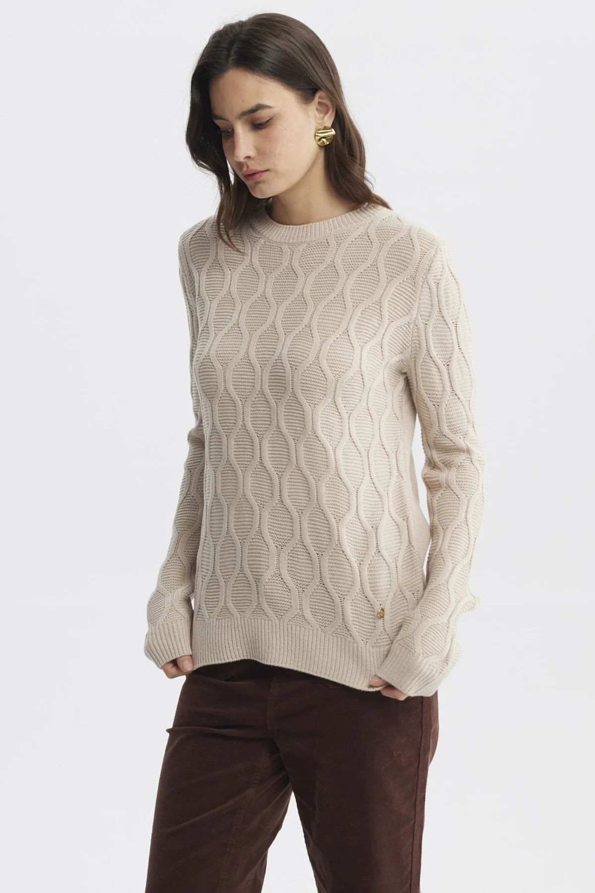 Sweater Mujer Casual Beige - Image 2