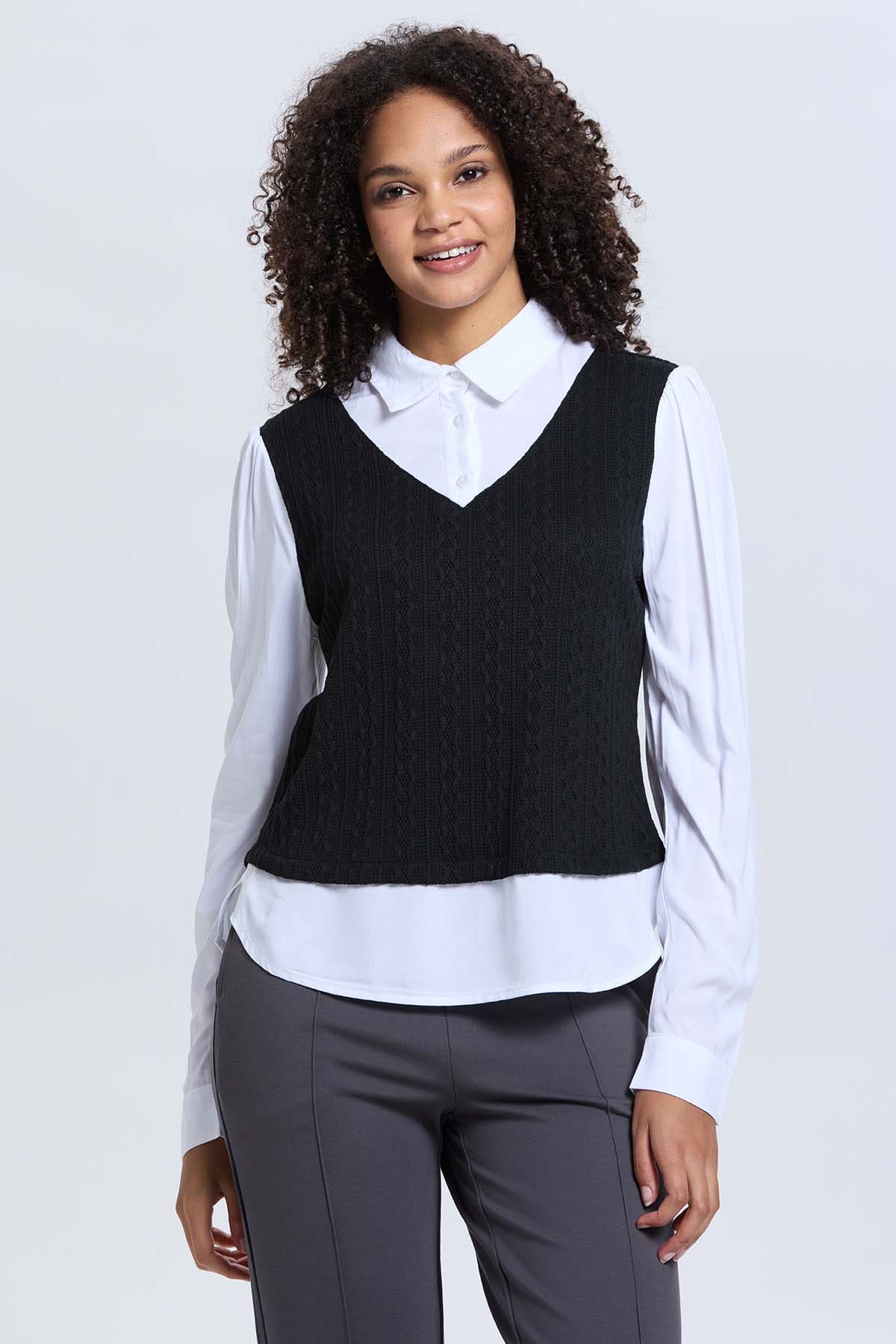 Sweater Mujer Casual Blusa Negro - Image 2