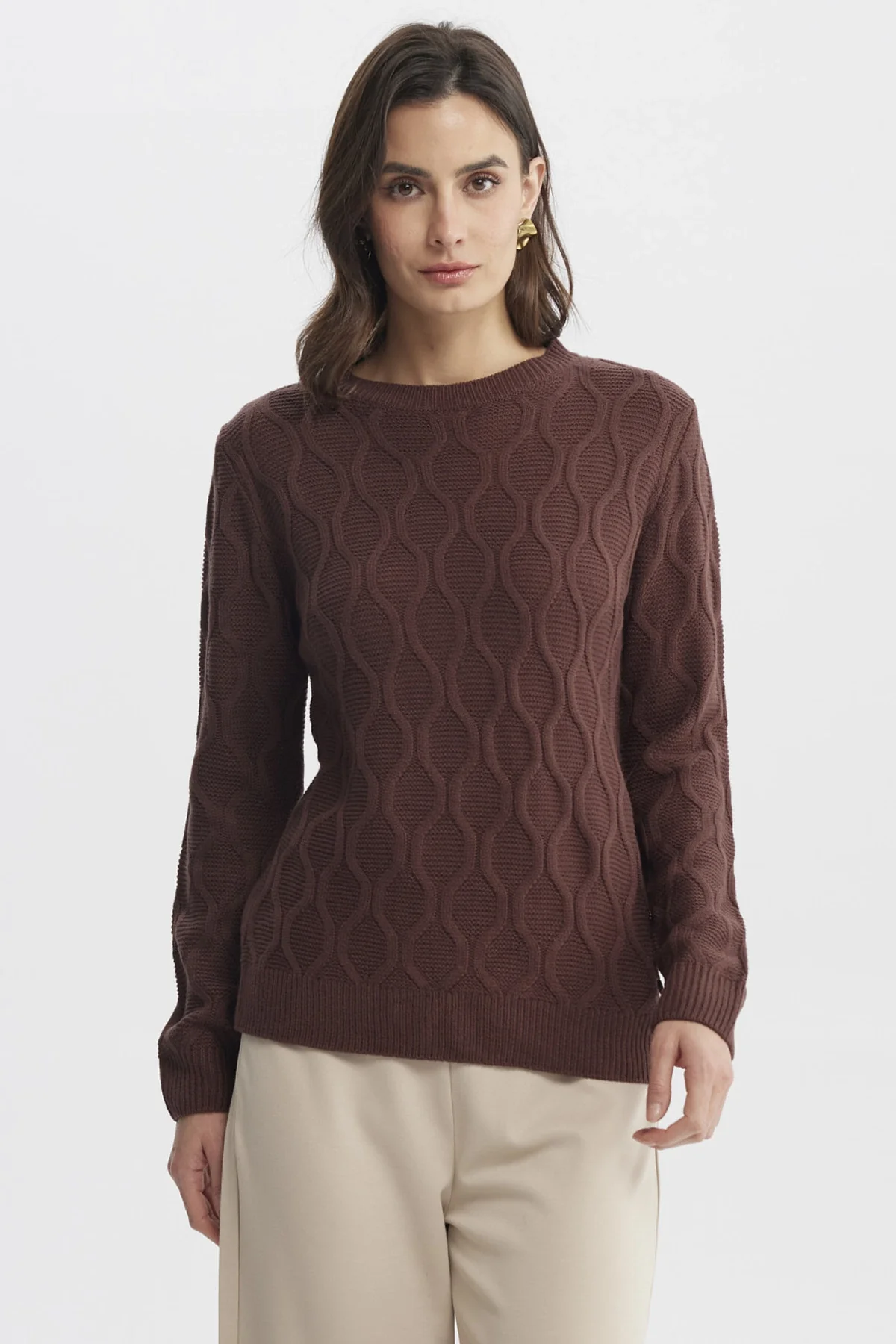 Sweater Mujer Casual Café Claro
