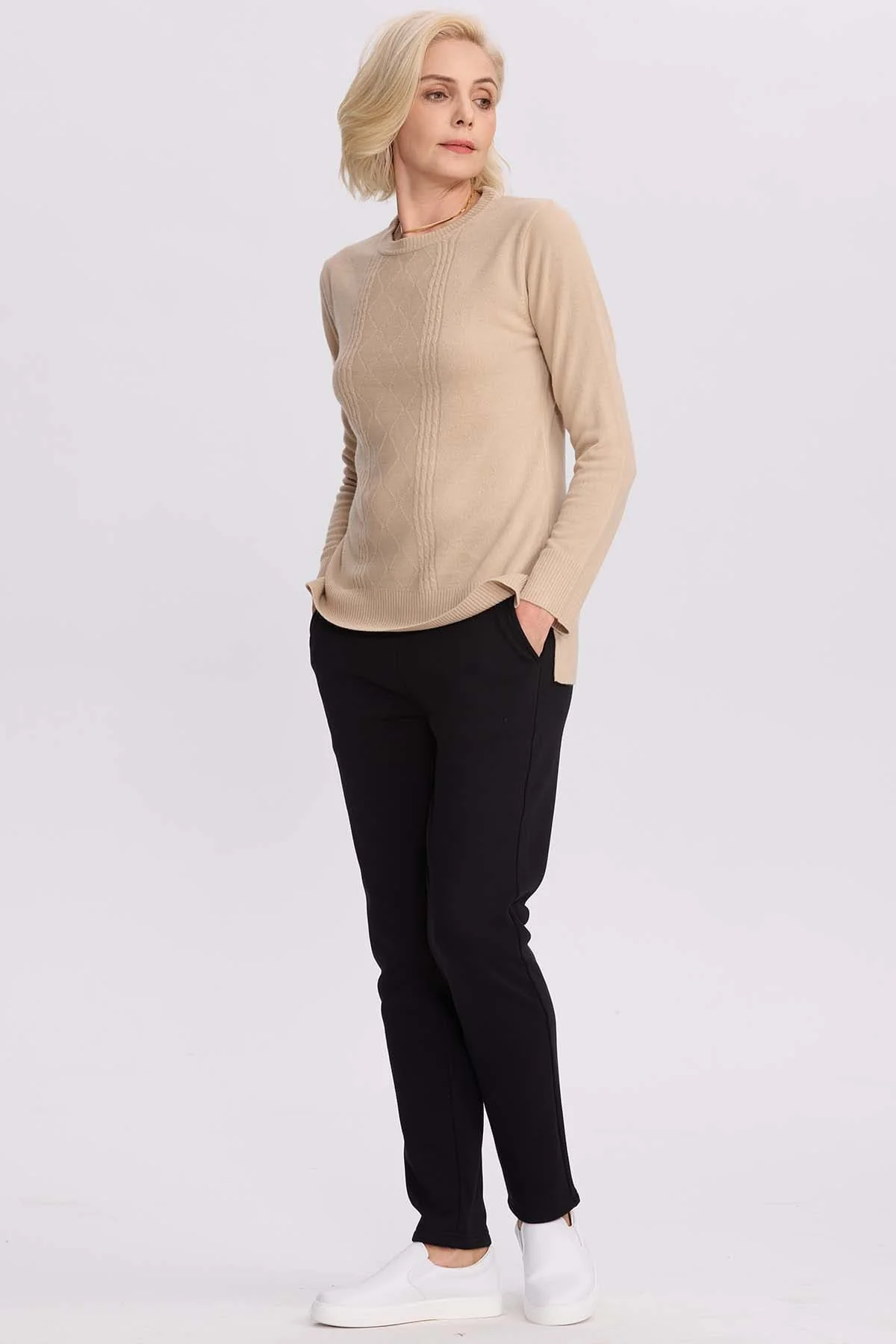 Sweater Mujer Cerrado Beige - Image 4