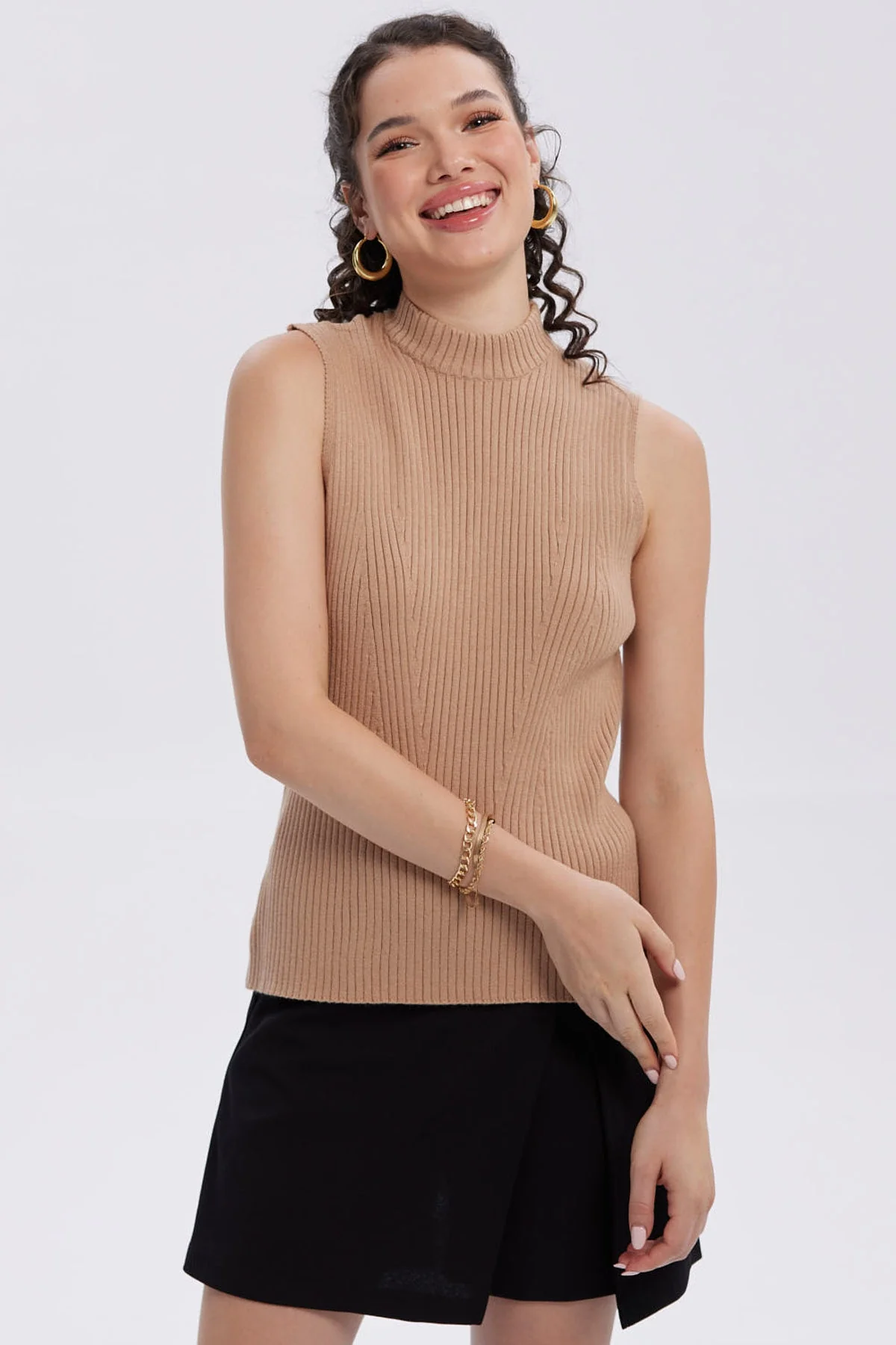 Sweater Mujer Con Textura Camel