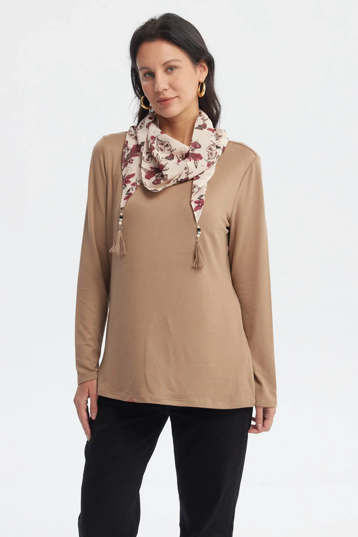 Sweater Mujer Cuello Alto Café Claro