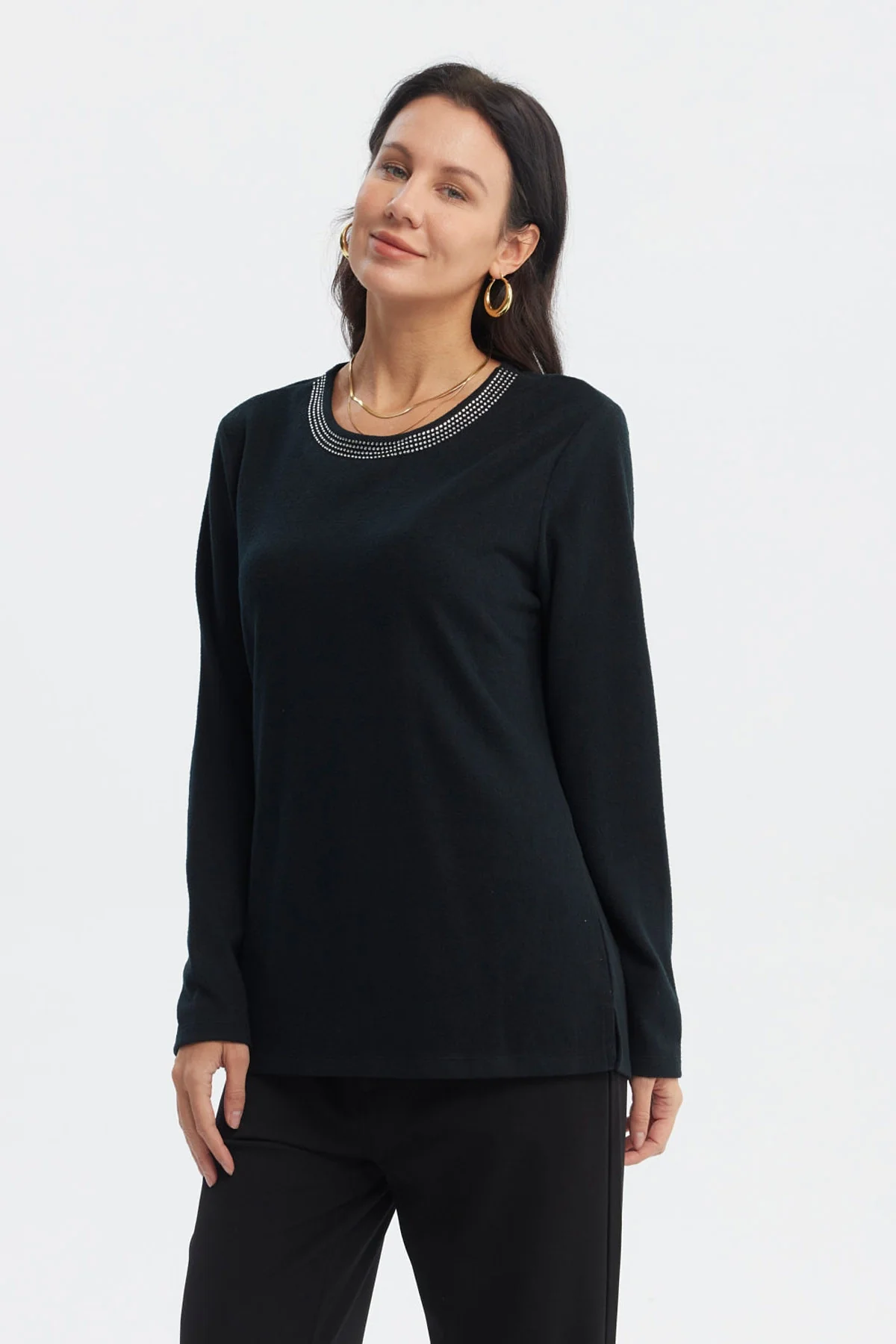 Sweater Mujer Cuello V Negro - Image 2
