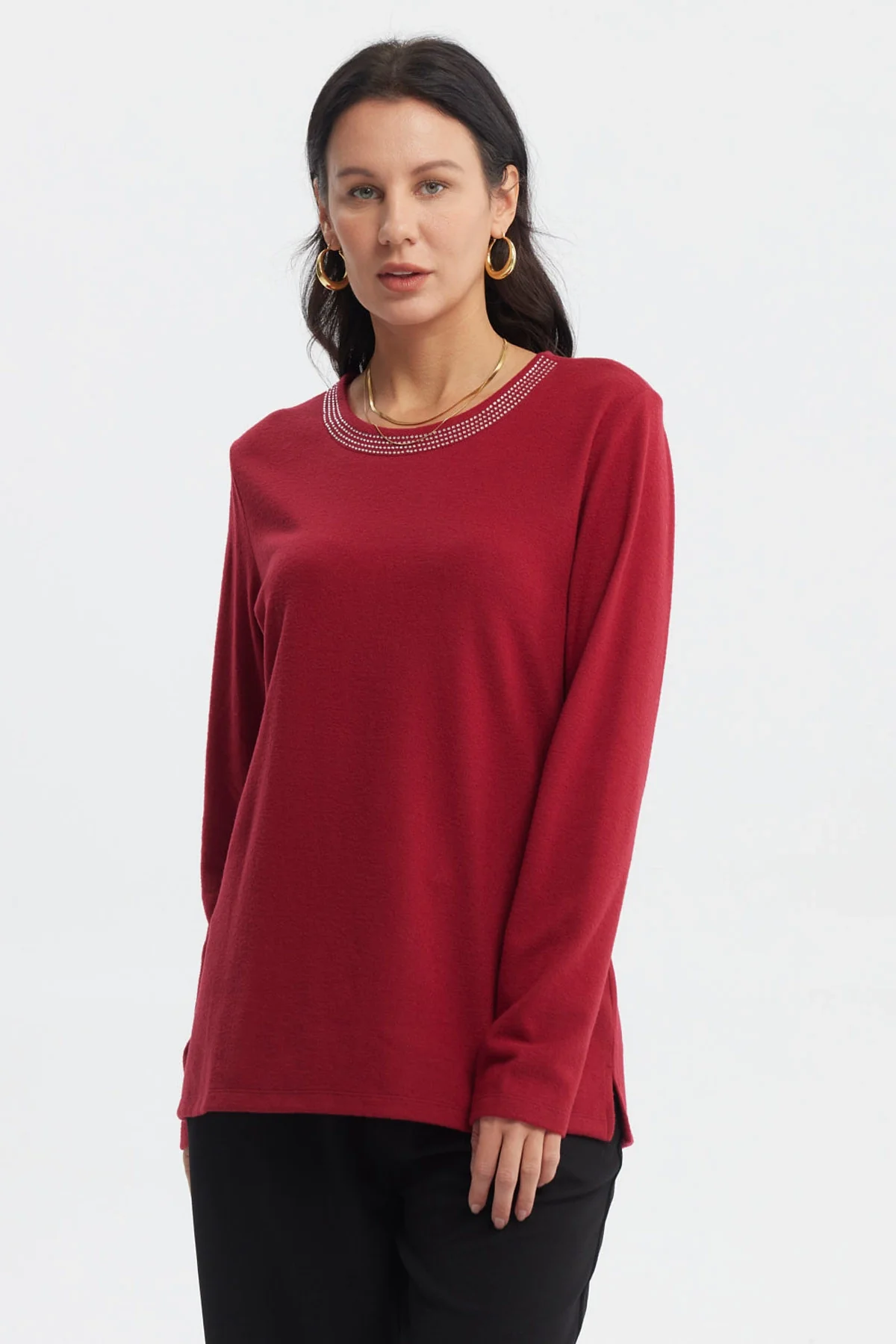 Sweater Mujer Cuello V Rojo