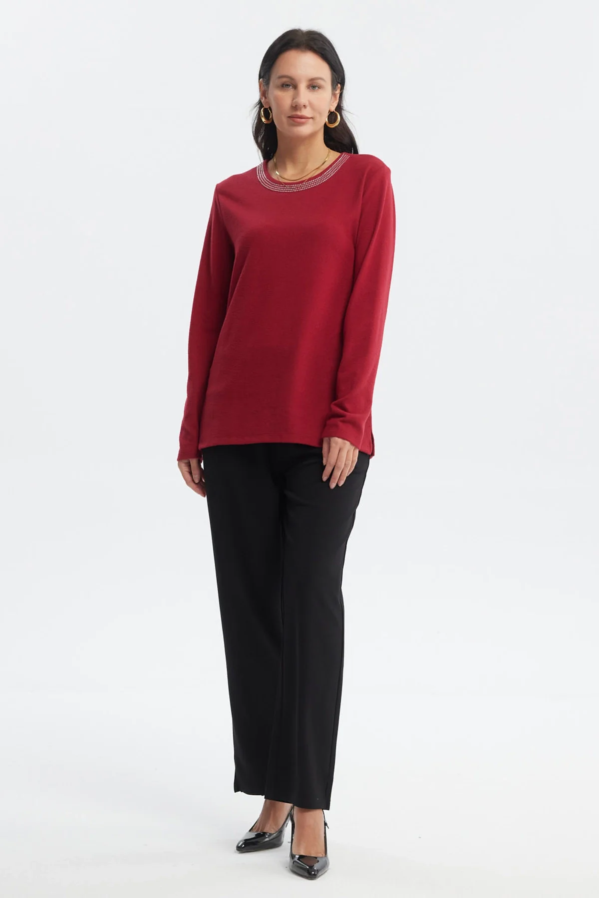 Sweater Mujer Cuello V Rojo - Image 4