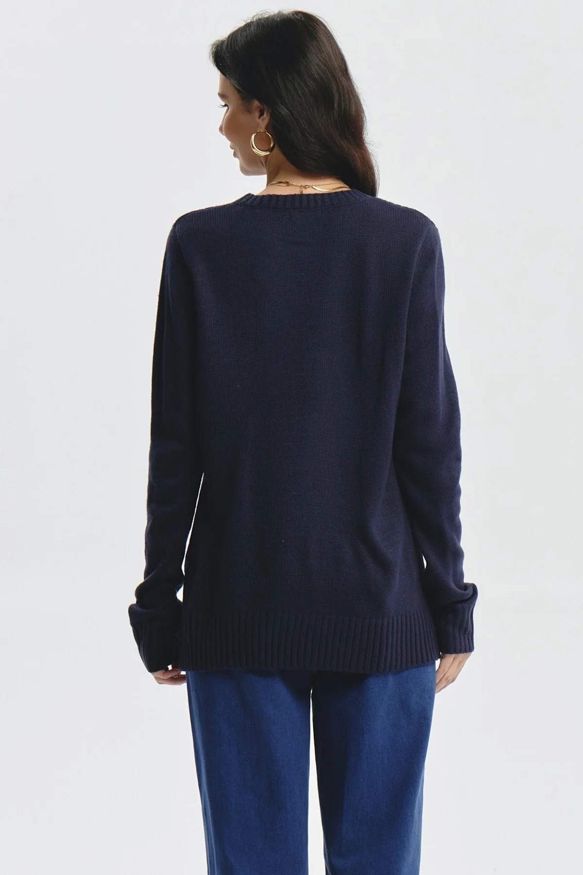 Sweater Mujer Deseño Calado Azul Oscuro - Image 3