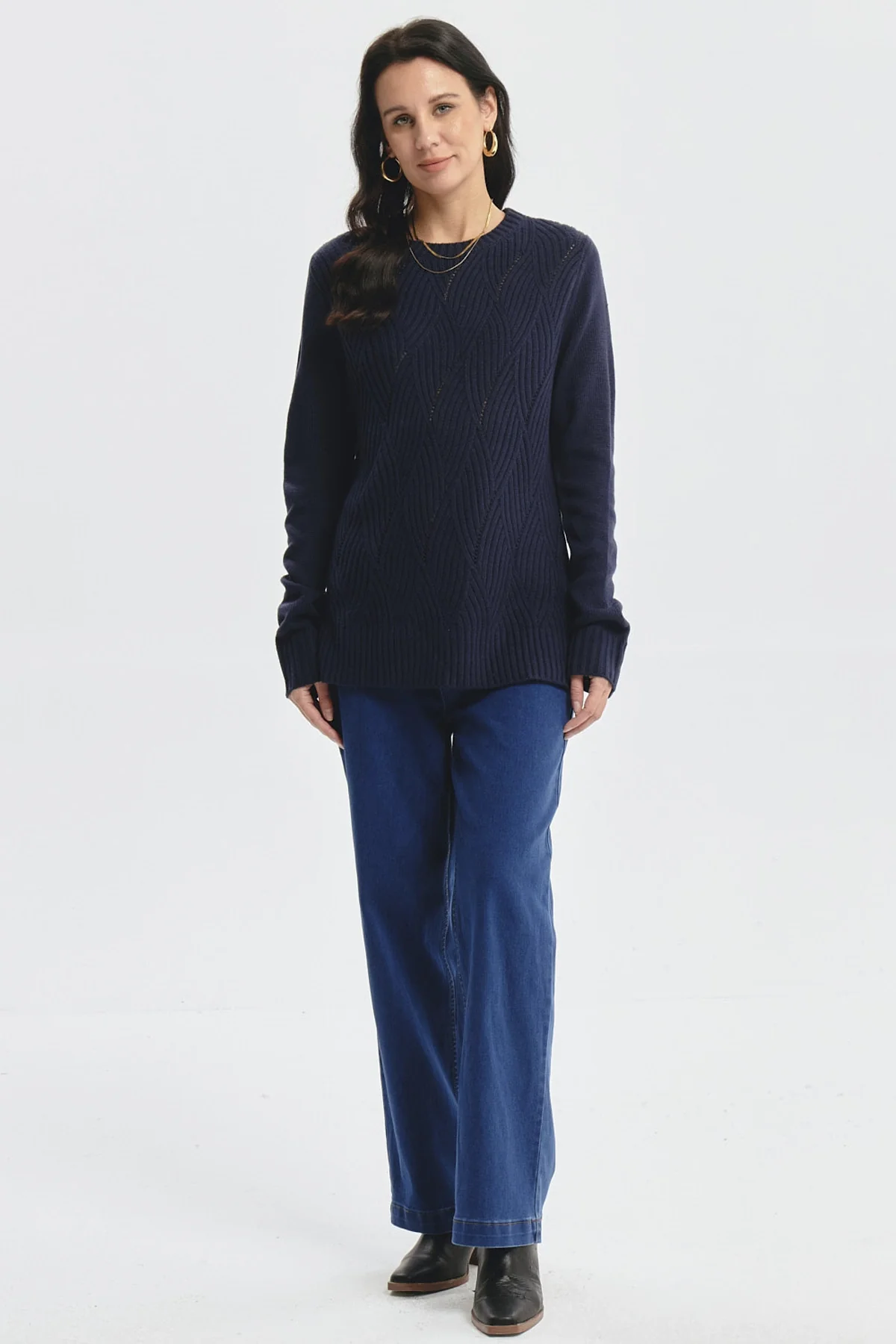 Sweater Mujer Deseño Calado Azul Oscuro - Image 4