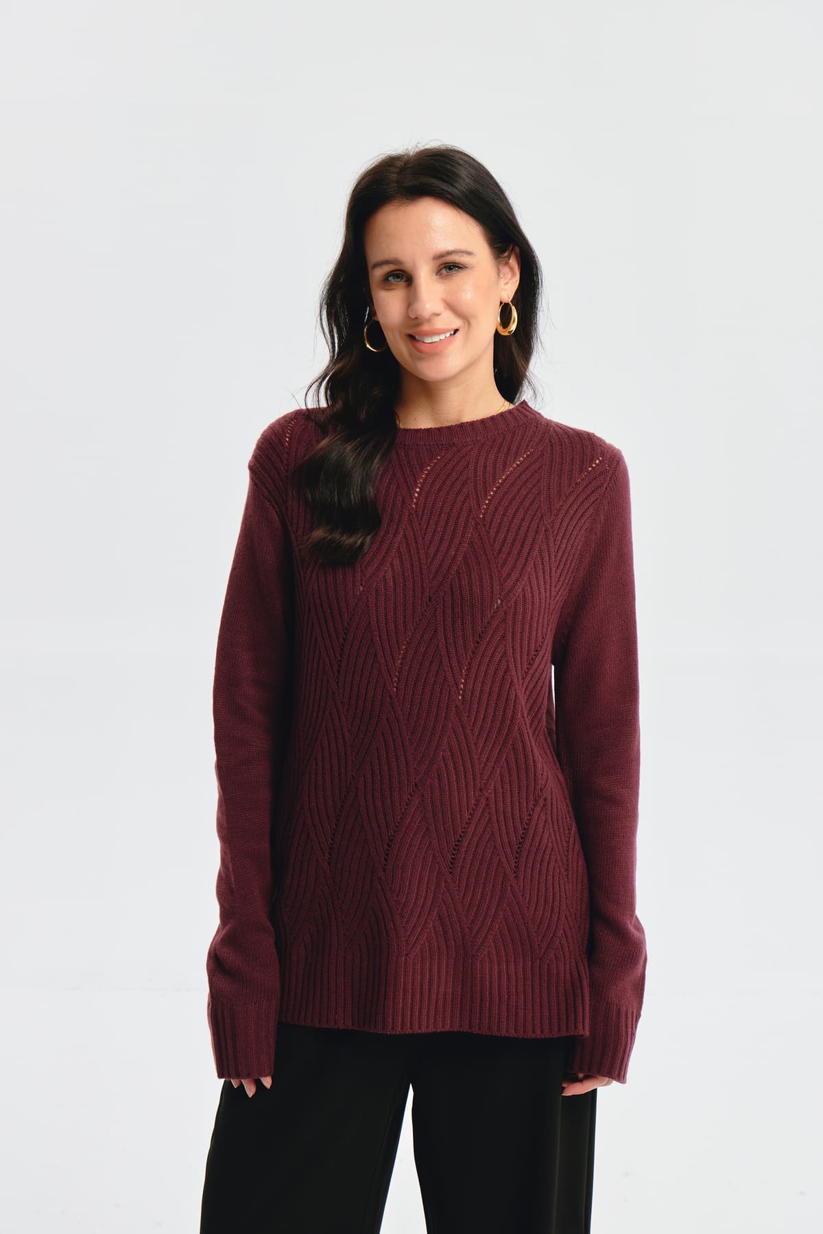Sweater Mujer Deseño Calado Rojo