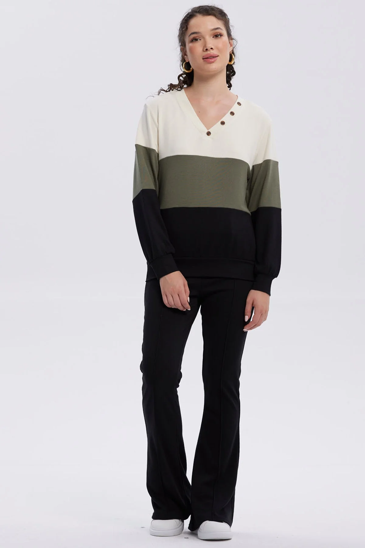 Sweater Mujer En Bloque Verde Militar - Image 4