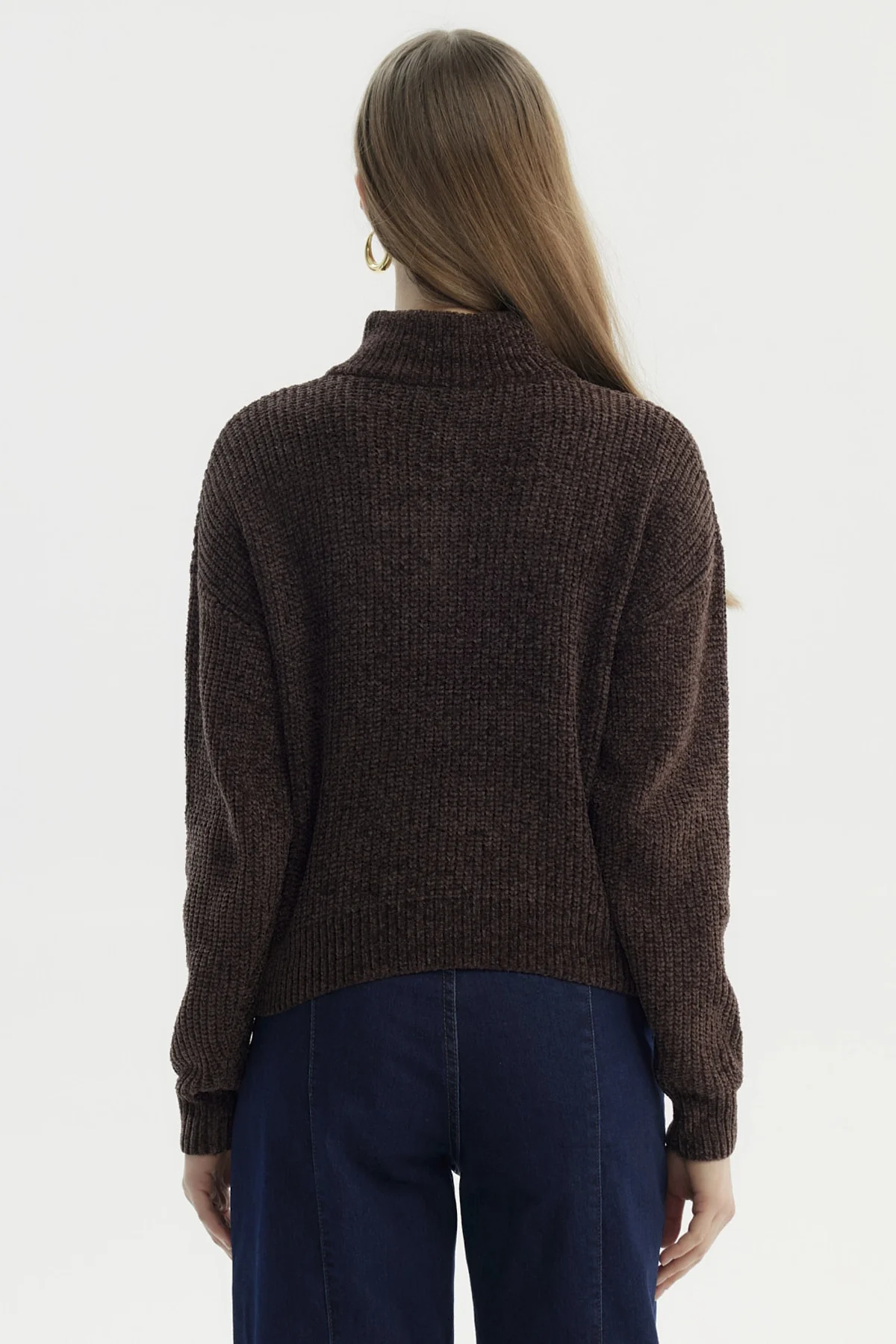 Sweater Mujer Half Zipper Chocolate - Image 3