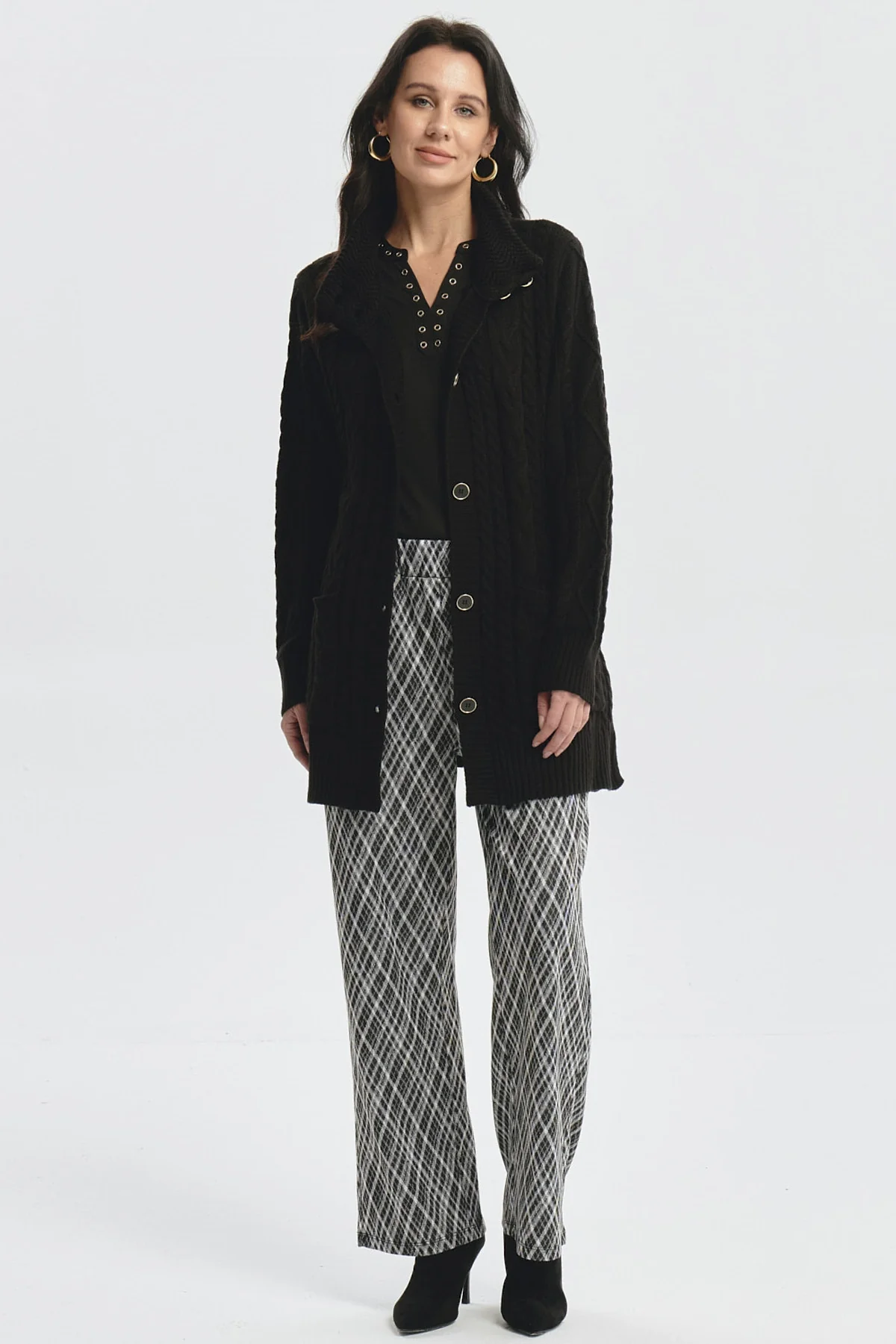 Sweater Mujer Largo Con Botón Negro - Image 4