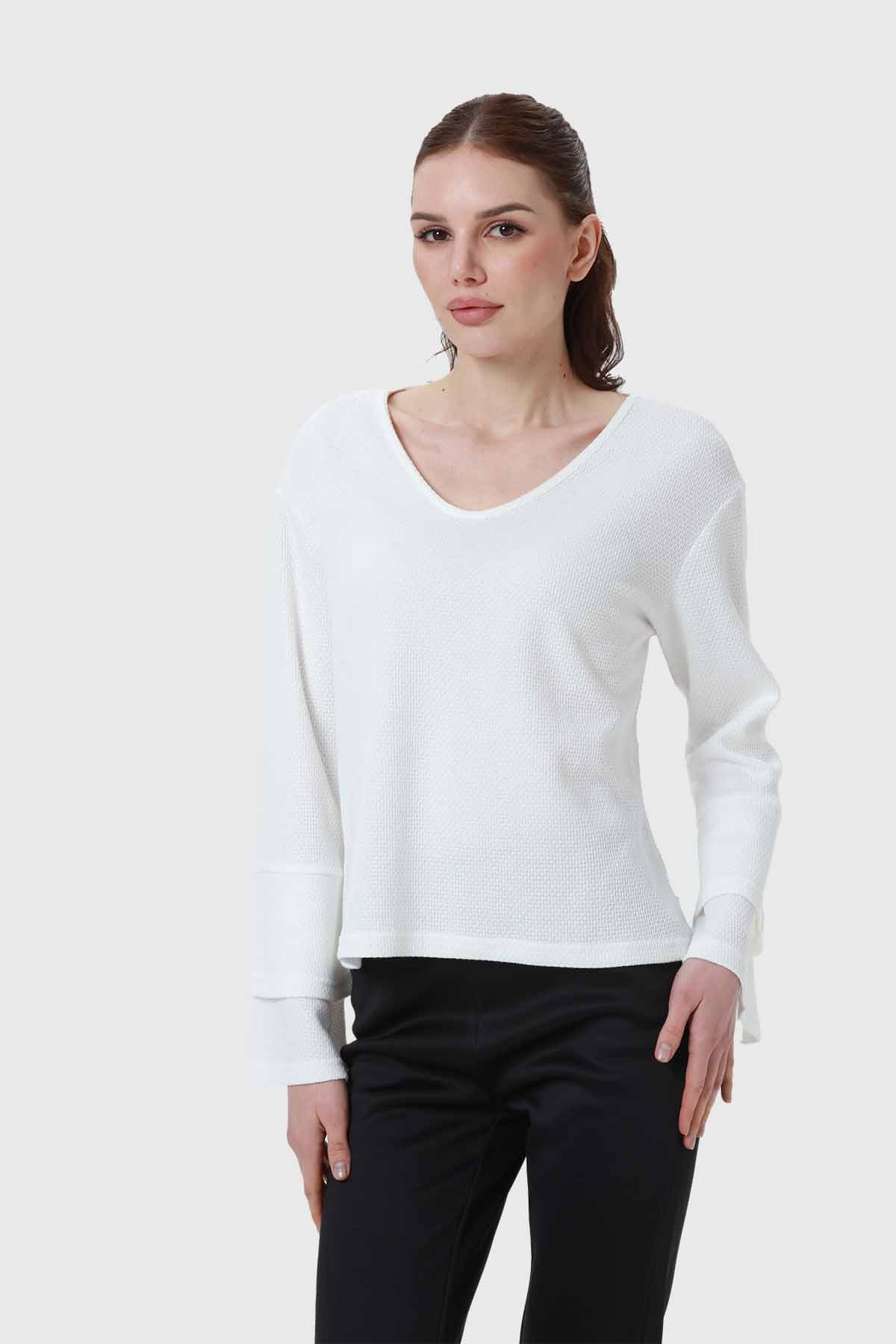 Sweater Mujer Manga Vuelo Blanco - Image 2