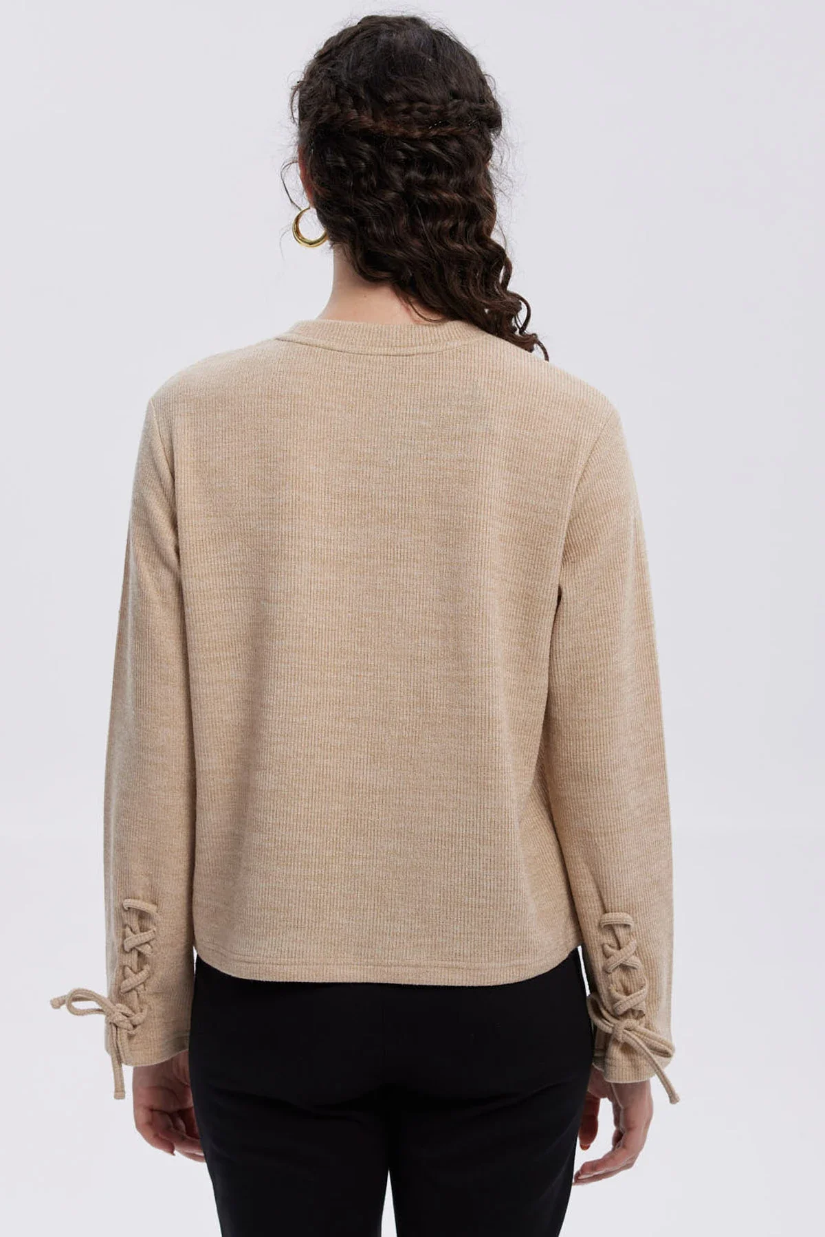 Sweater Mujer Mangas Beige - Image 3