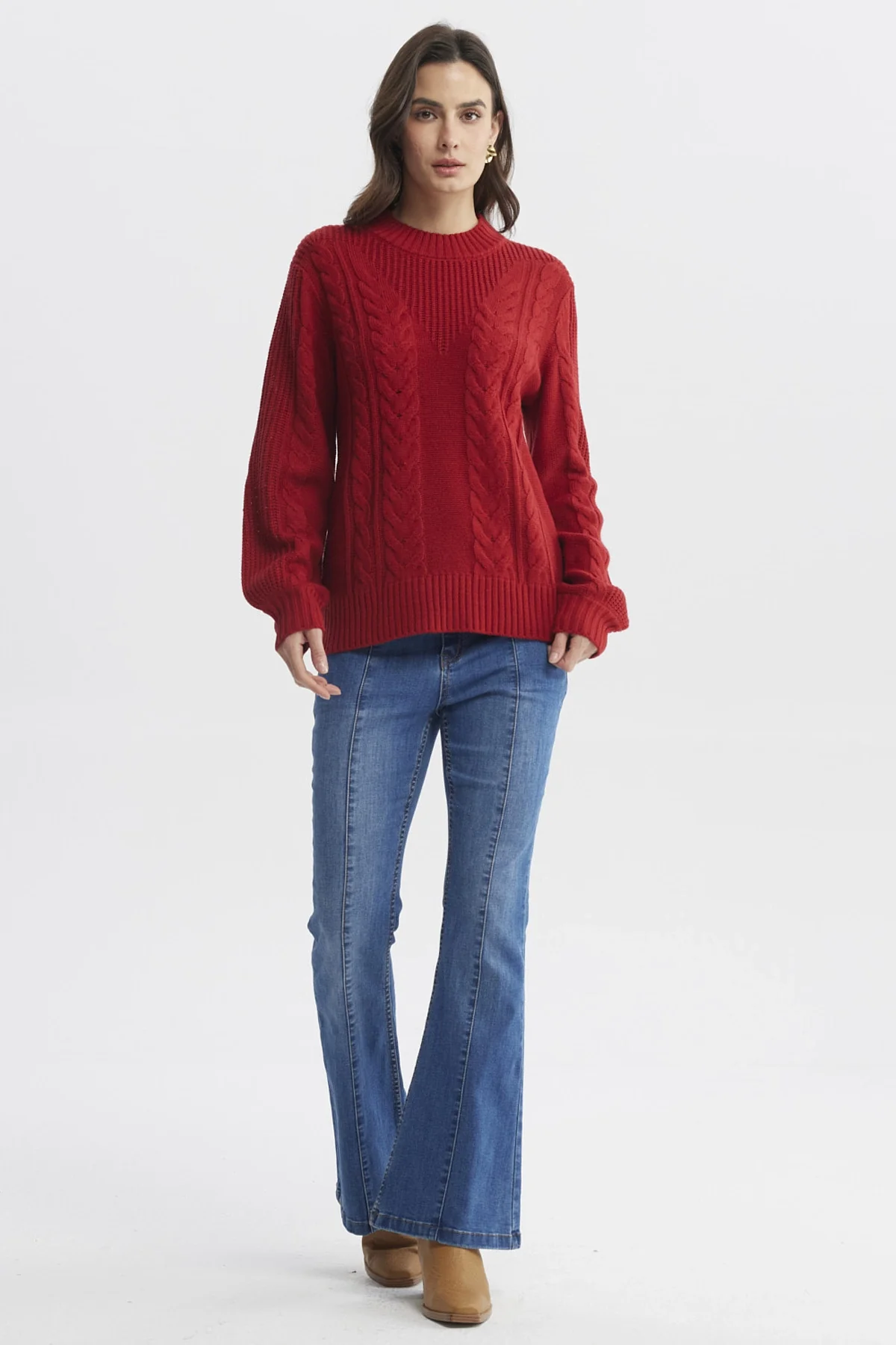 Sweater Mujer Oversize Rojo Oscuro - Image 4