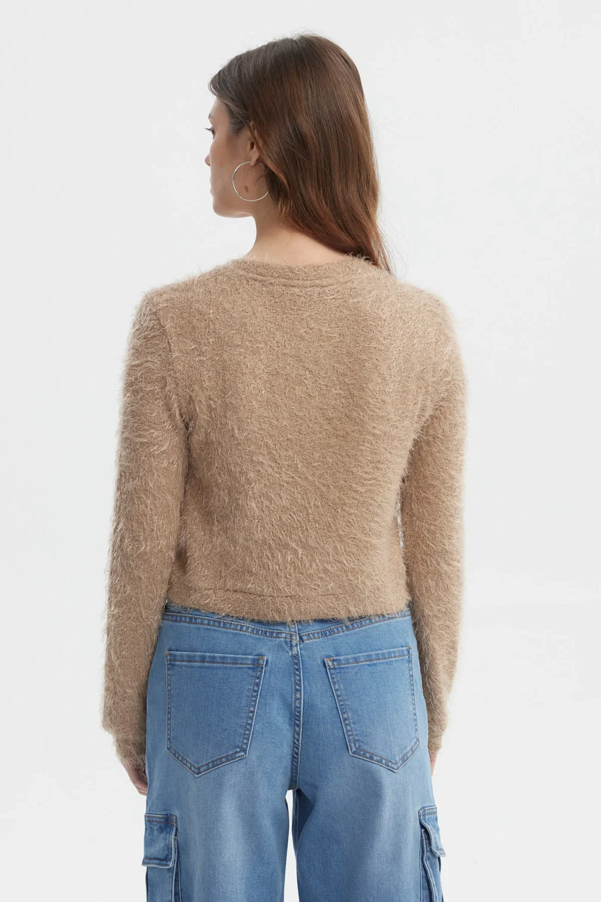 Sweater Mujer Slim Cuello Redondo Beige - Image 3