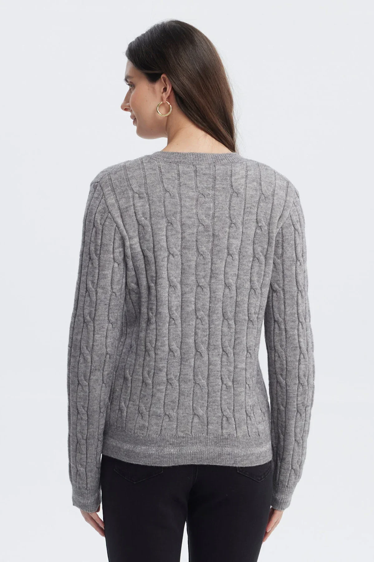Sweater Mujer Slim Cuello Redondo Gris - Image 3