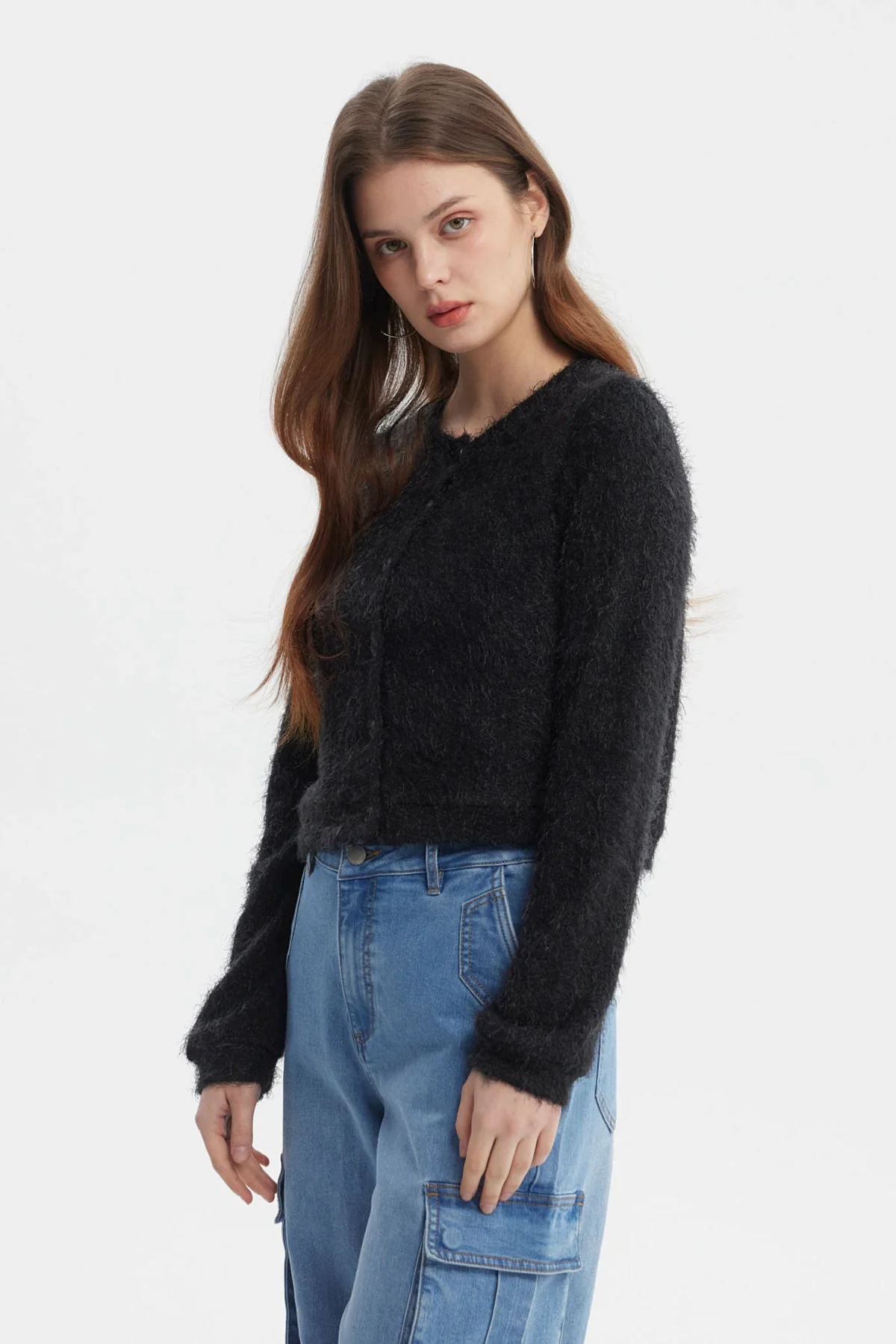 Sweater Mujer Slim Cuello Redondo Negro - Image 2
