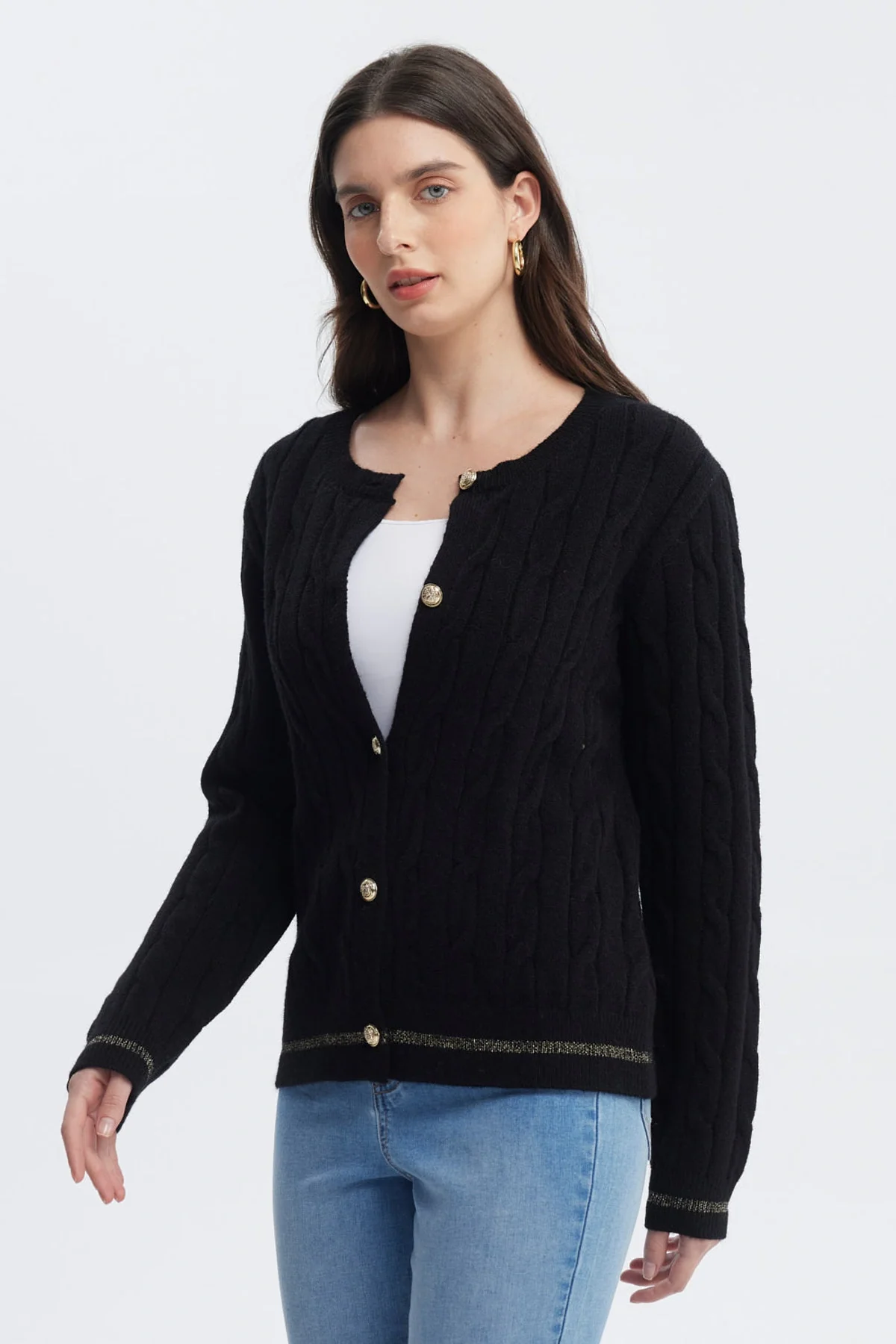 Sweater Mujer Slim Cuello Redondo Negro - Image 2