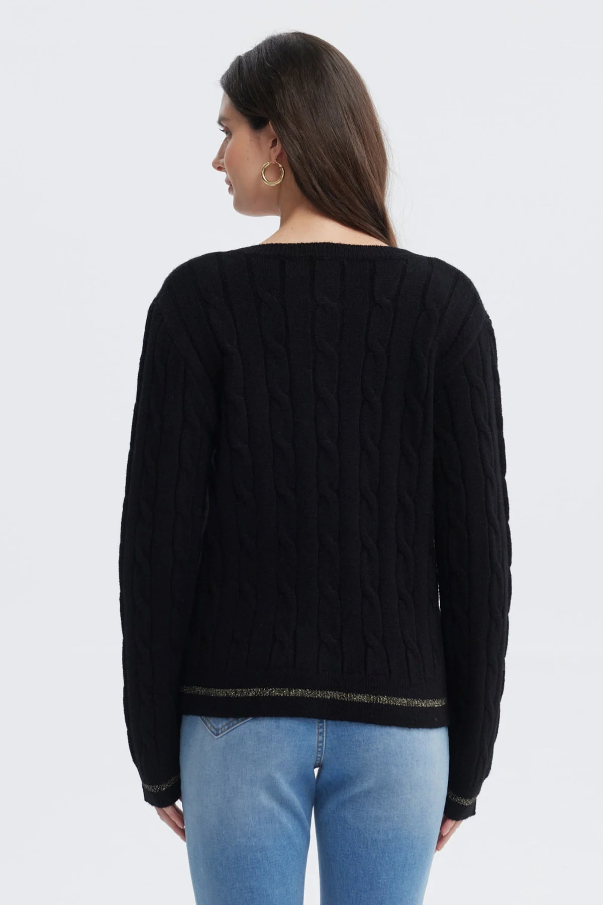 Sweater Mujer Slim Cuello Redondo Negro - Image 3