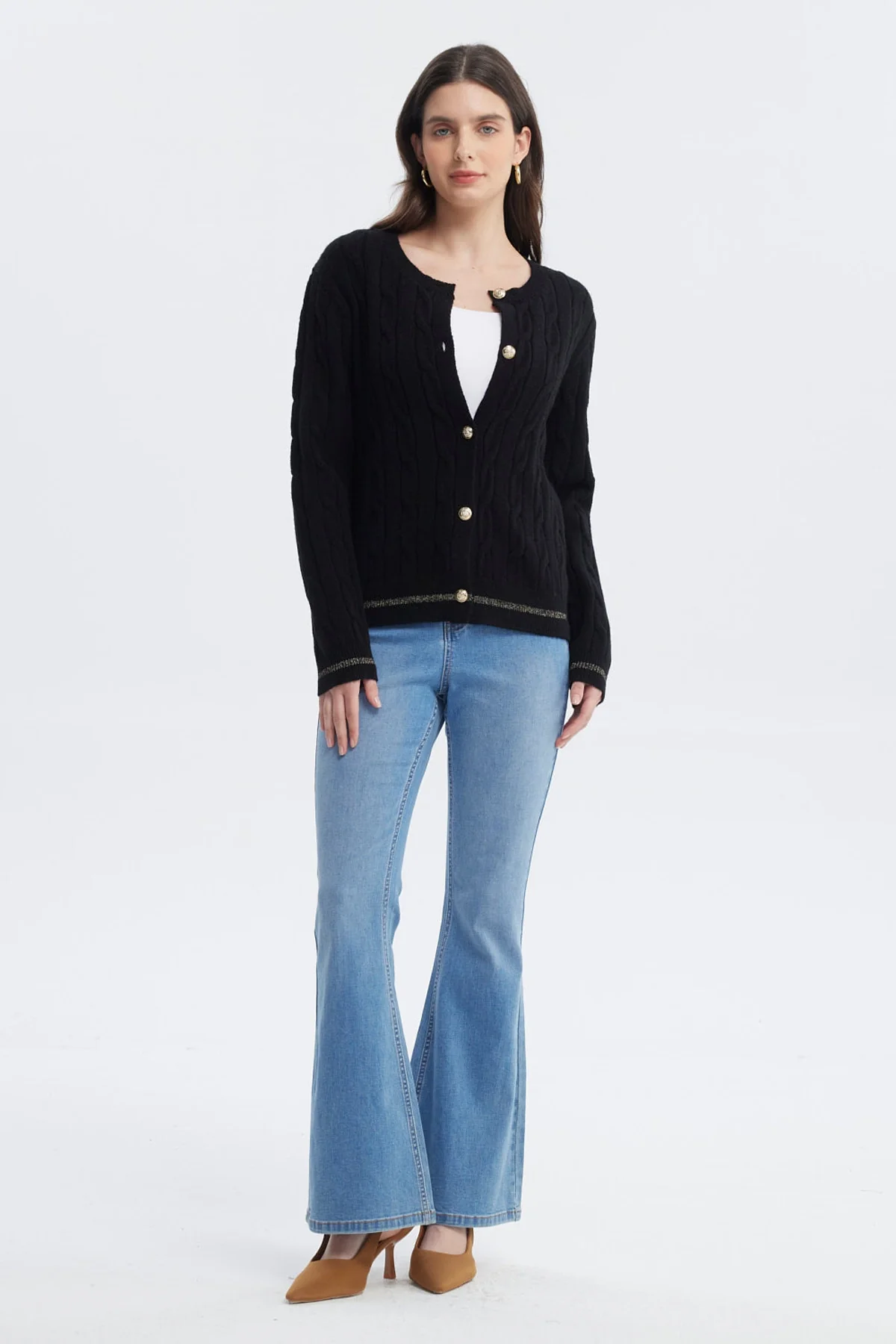 Sweater Mujer Slim Cuello Redondo Negro - Image 4