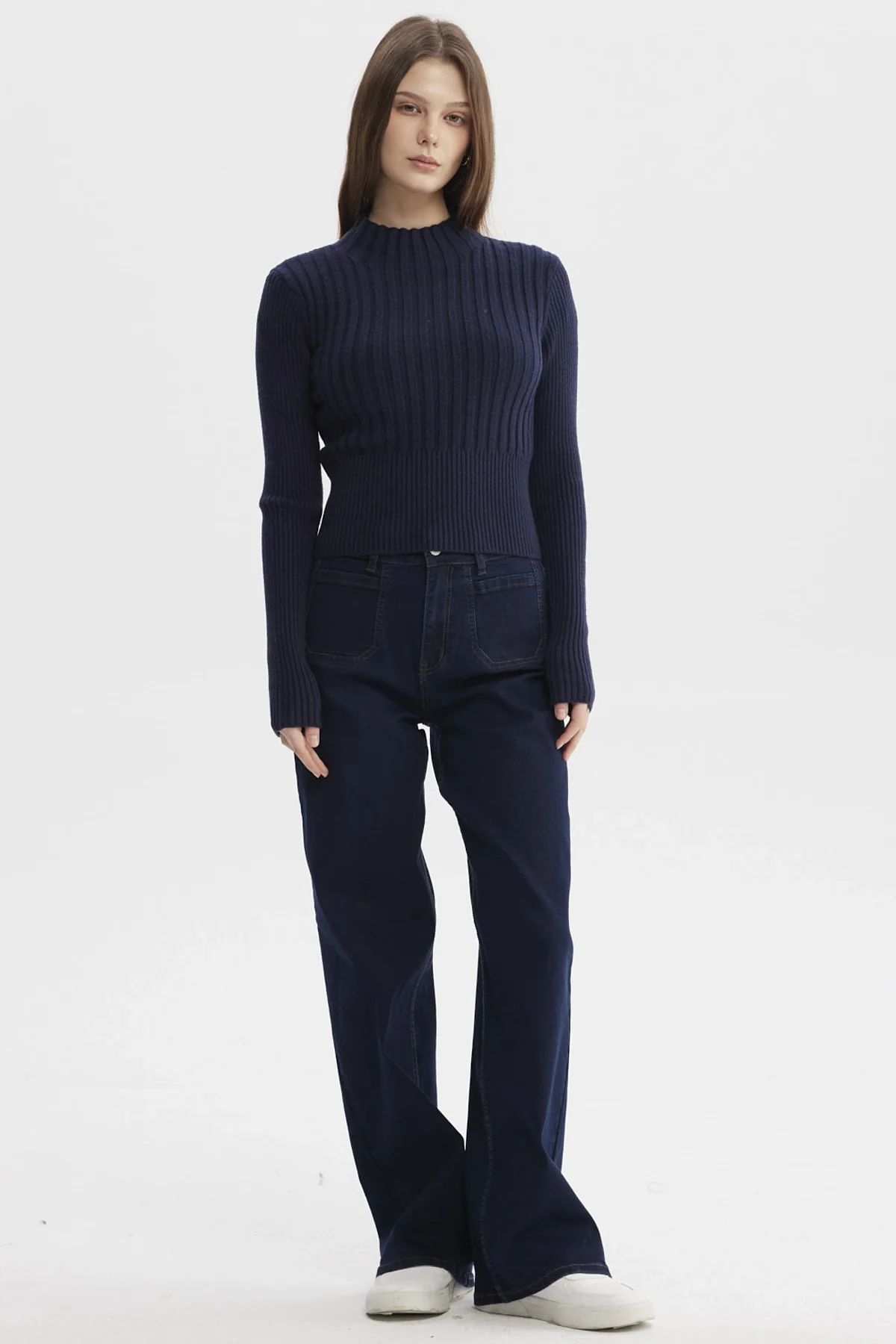 Sweater Mujer Slim Tejido Azul Oscuro - Image 4